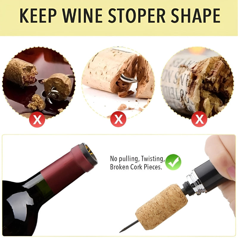 Air Pressure Wine Opener — Stainless Steel, Pull-Free