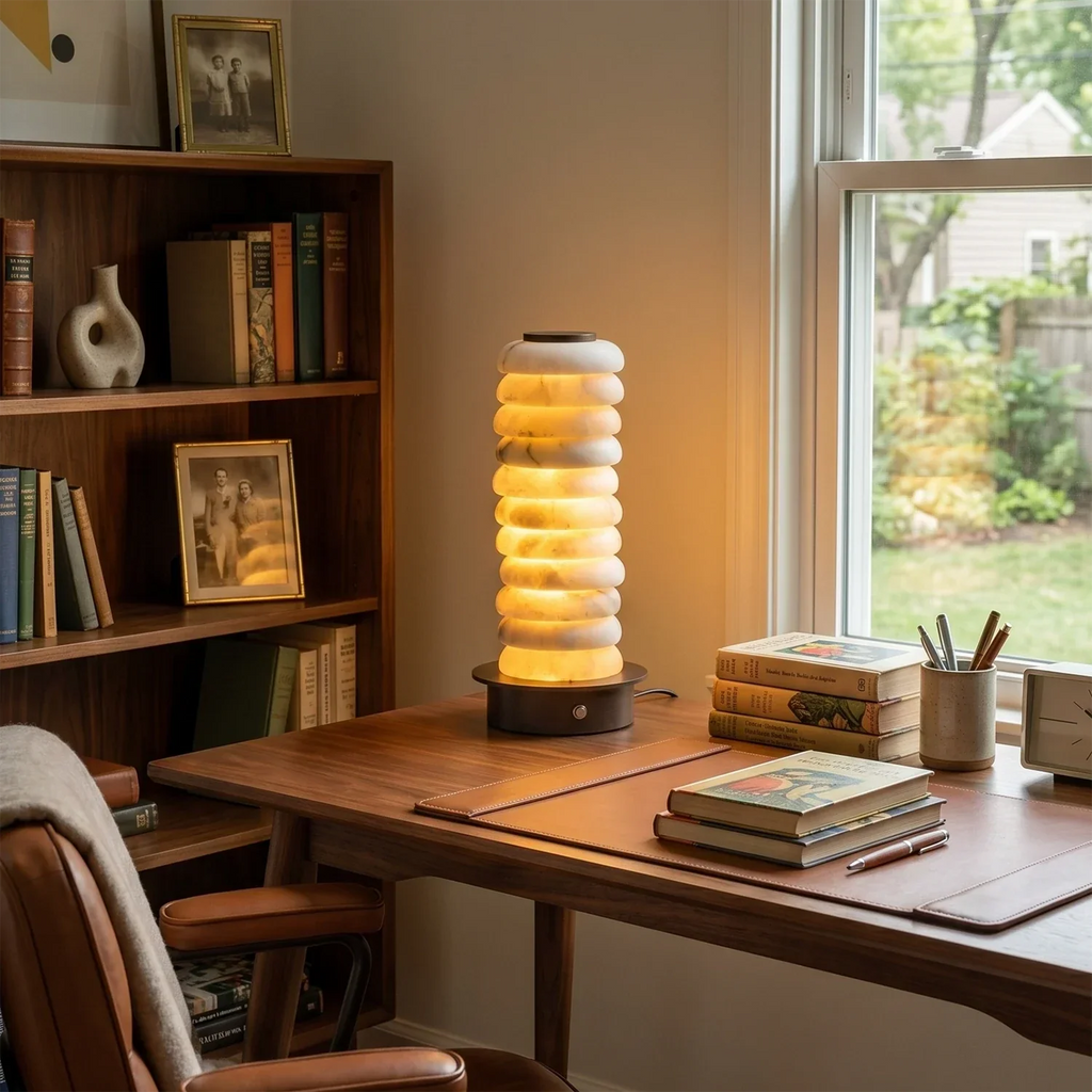 Multi-Tiered Alabaster Table Lamp | wildoxy