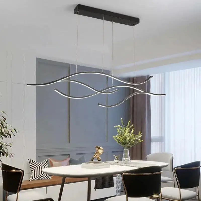 Vague LED-hanglamp, aluminium en acryl, goud en zwart, 120cm