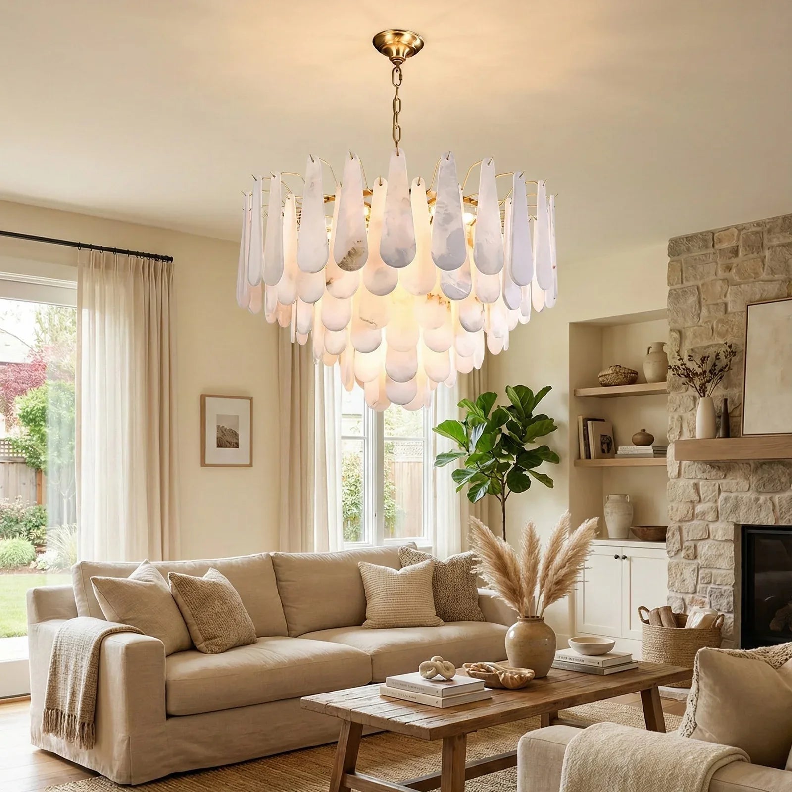 Teardrop Shaped Alabaster Chandelier | wildoxy