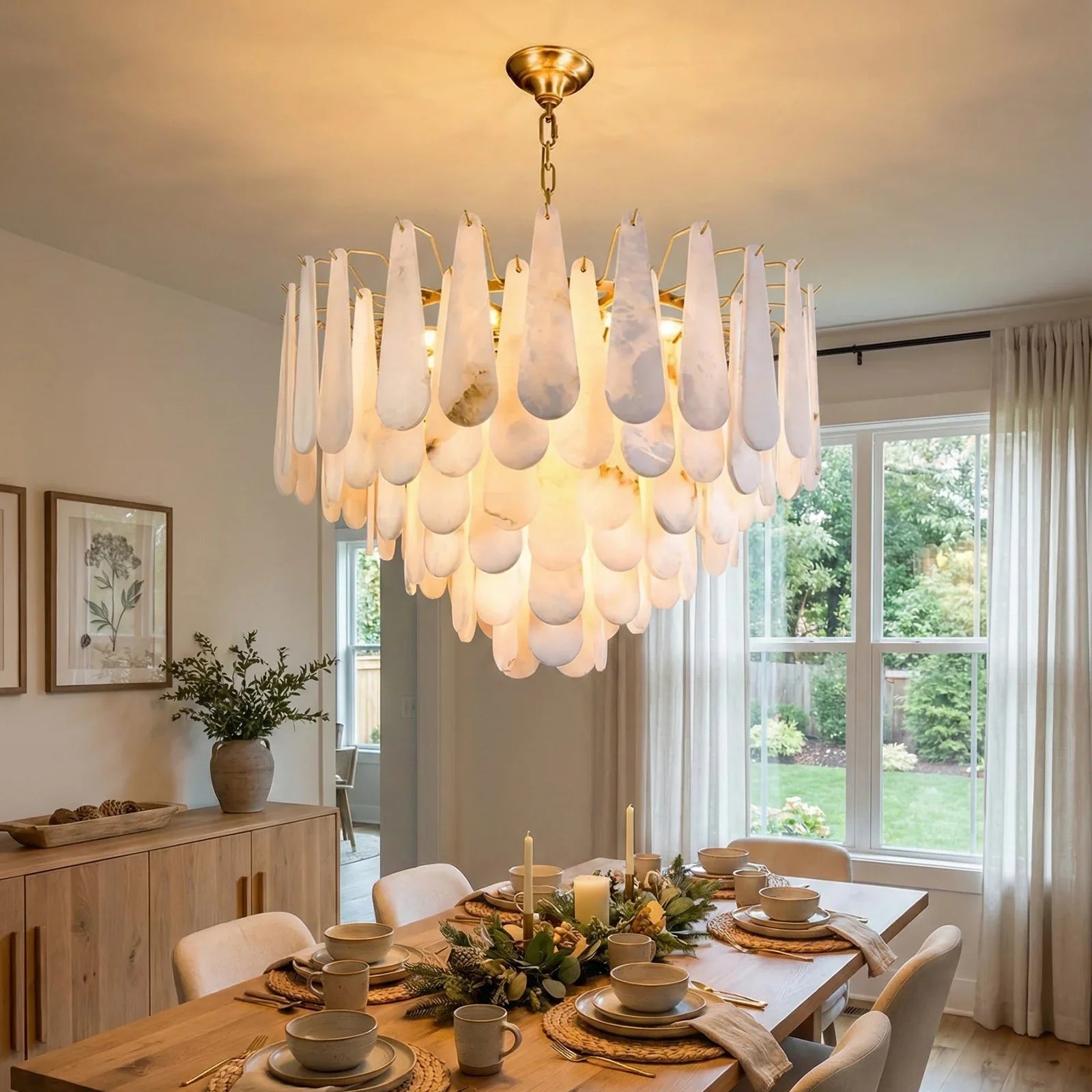 Teardrop Shaped Alabaster Chandelier | wildoxy