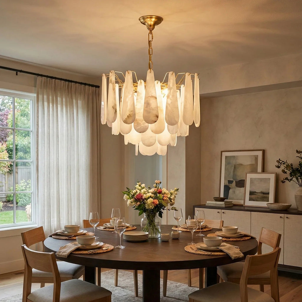 Teardrop Shaped Alabaster Chandelier | wildoxy