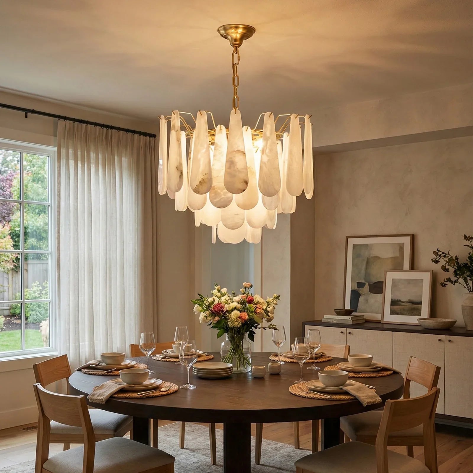 Teardrop Shaped Alabaster Chandelier | wildoxy