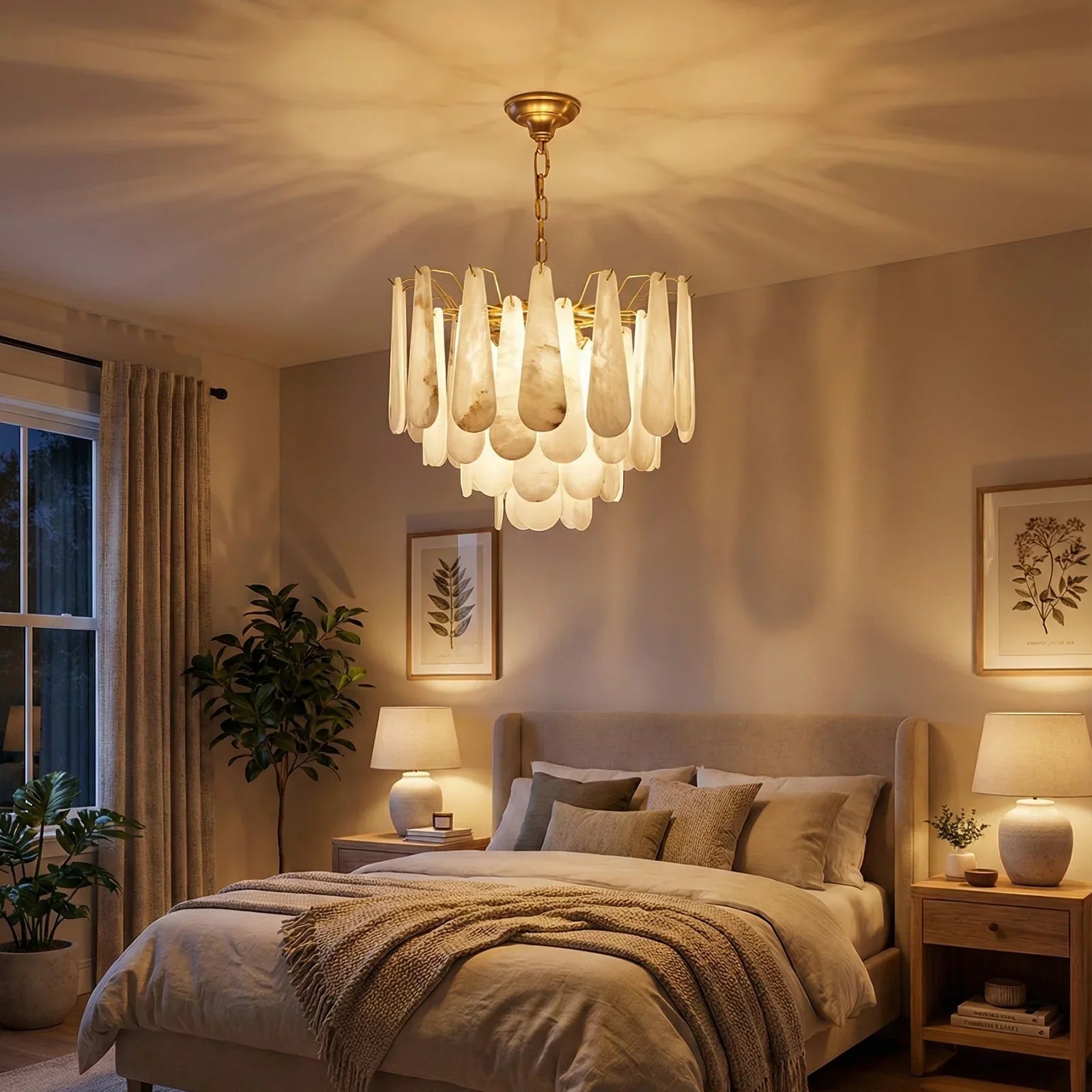 Teardrop Shaped Alabaster Chandelier | wildoxy