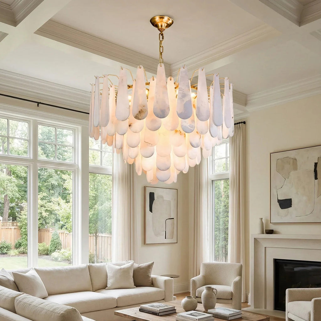 Teardrop Shaped Alabaster Chandelier | wildoxy