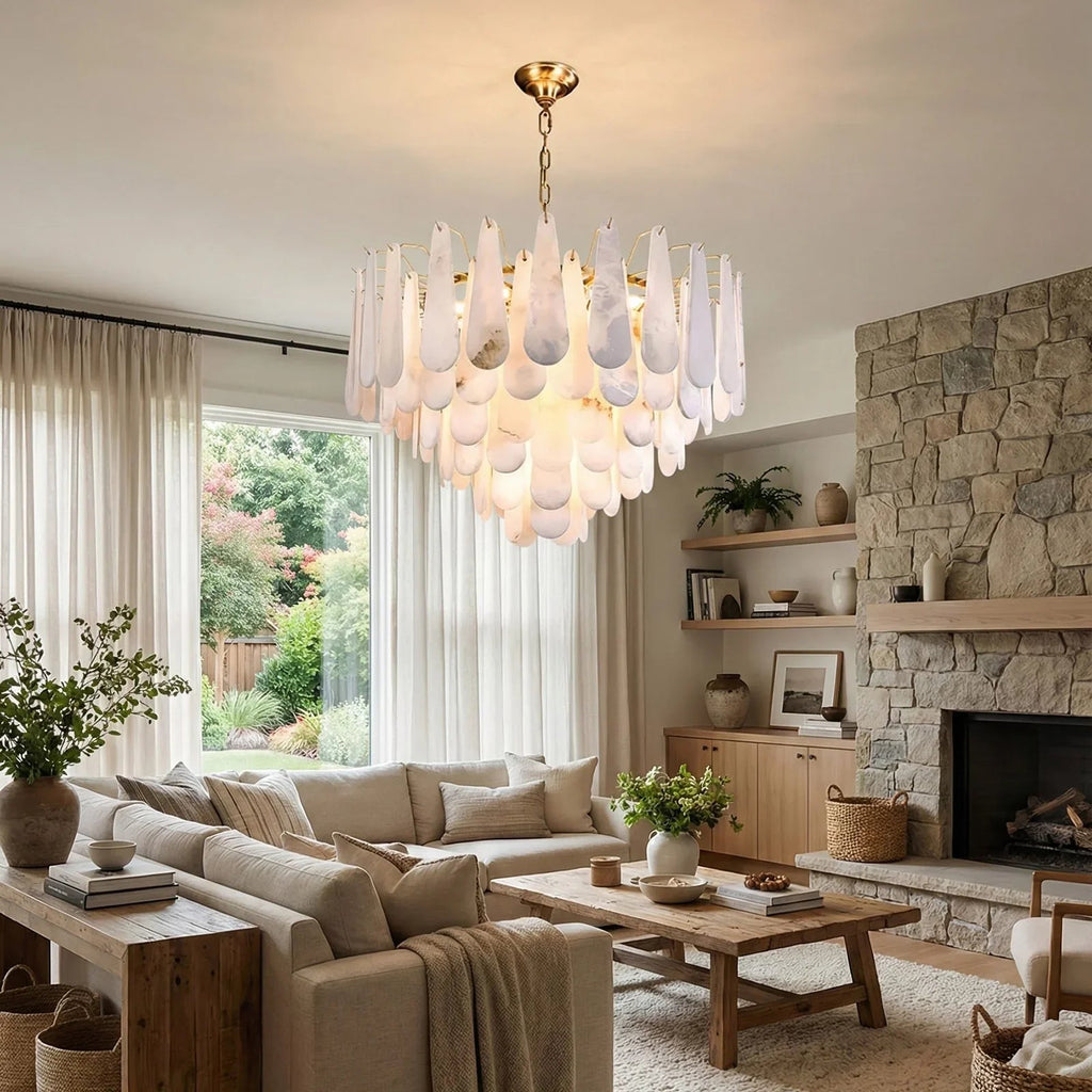 Teardrop Shaped Alabaster Chandelier | wildoxy