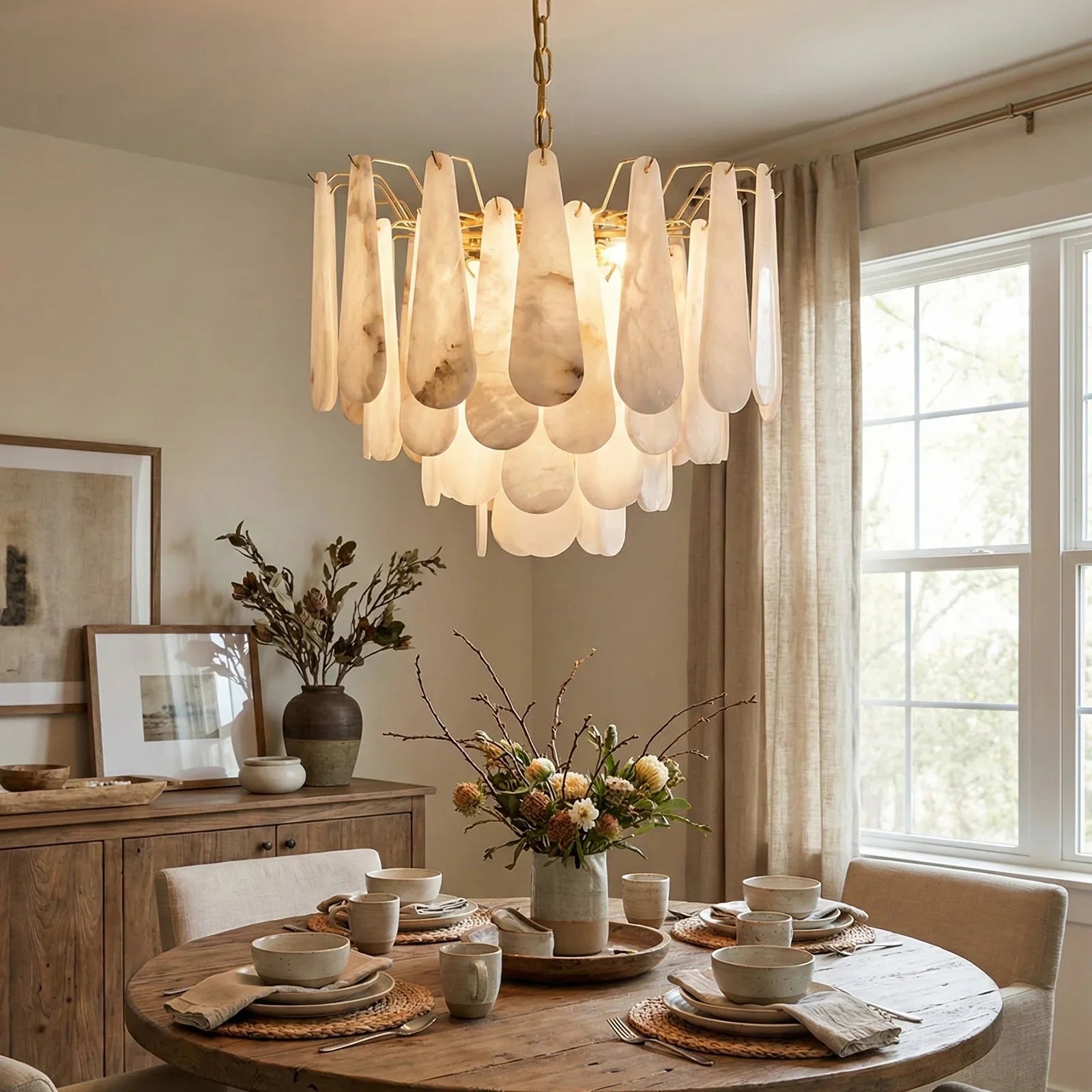 Teardrop Shaped Alabaster Chandelier | wildoxy