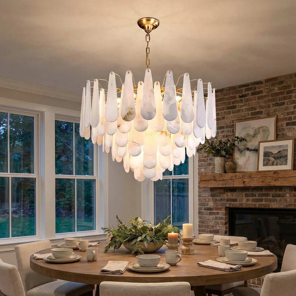 Teardrop Shaped Alabaster Chandelier | wildoxy