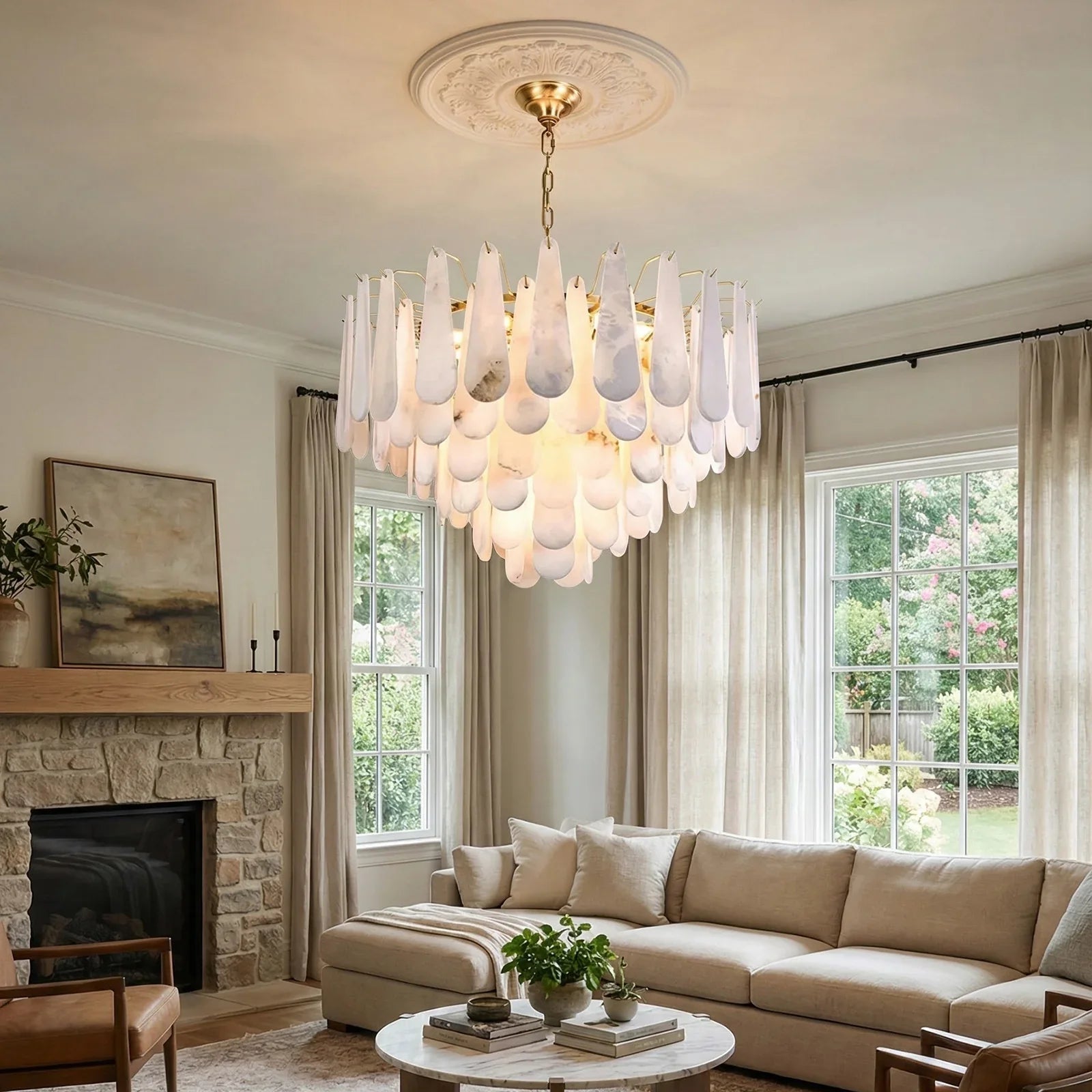 Teardrop Shaped Alabaster Chandelier | wildoxy