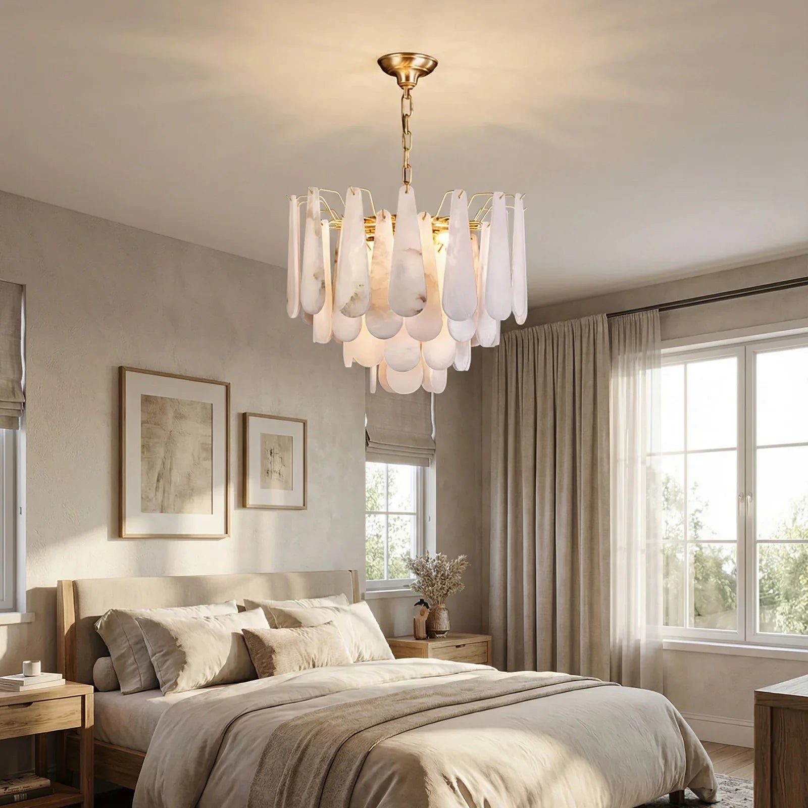 Teardrop Shaped Alabaster Chandelier | wildoxy