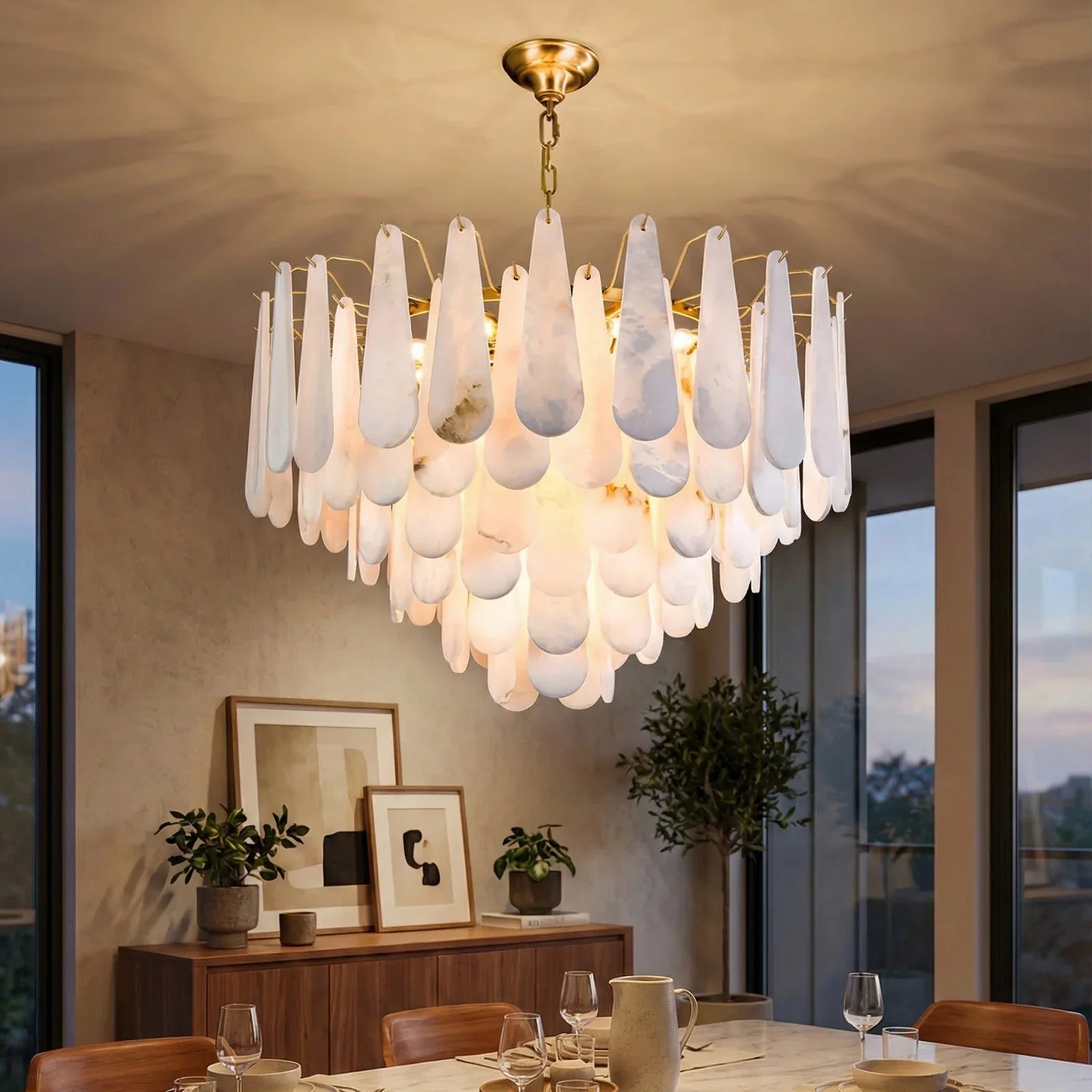 Teardrop Shaped Alabaster Chandelier | wildoxy