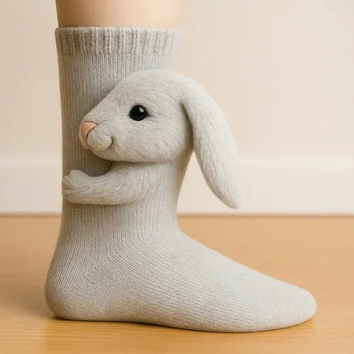 Pehmoeläinsukat 3D-kuvioilla — pehmeät, lämpimät neulesukat