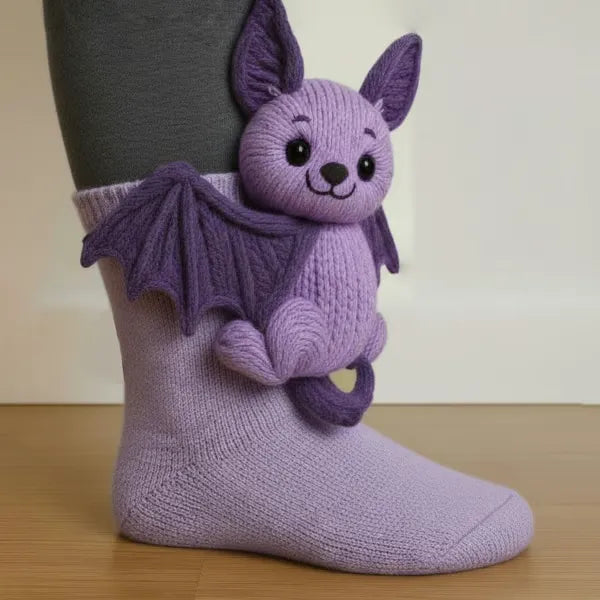 Pehmoeläinsukat 3D-kuvioilla — pehmeät, lämpimät neulesukat