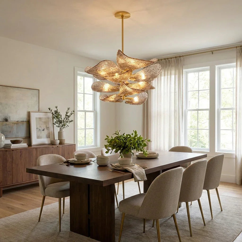 Textured Glass Leaf Chandelier | wildoxy
