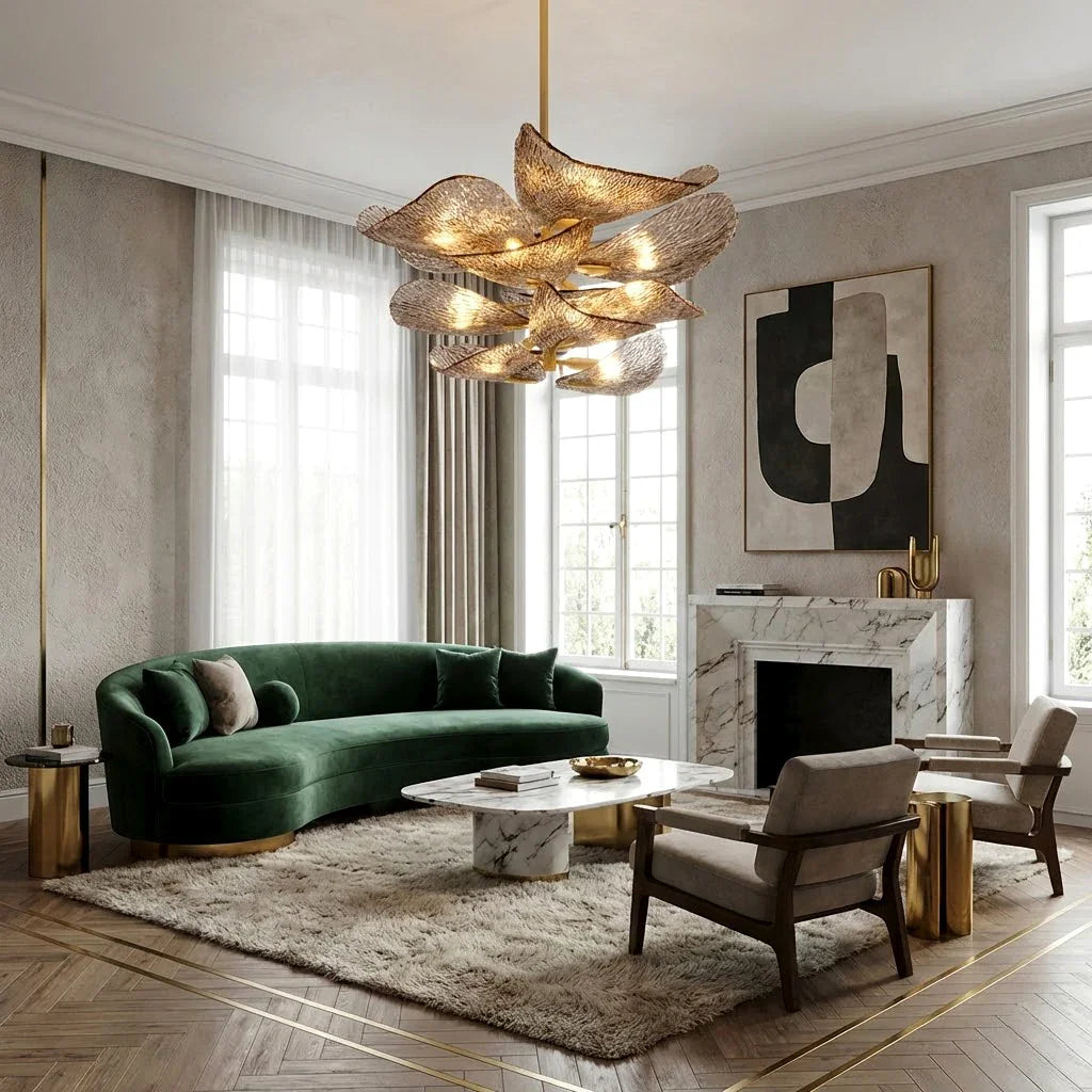 Textured Glass Leaf Chandelier | wildoxy