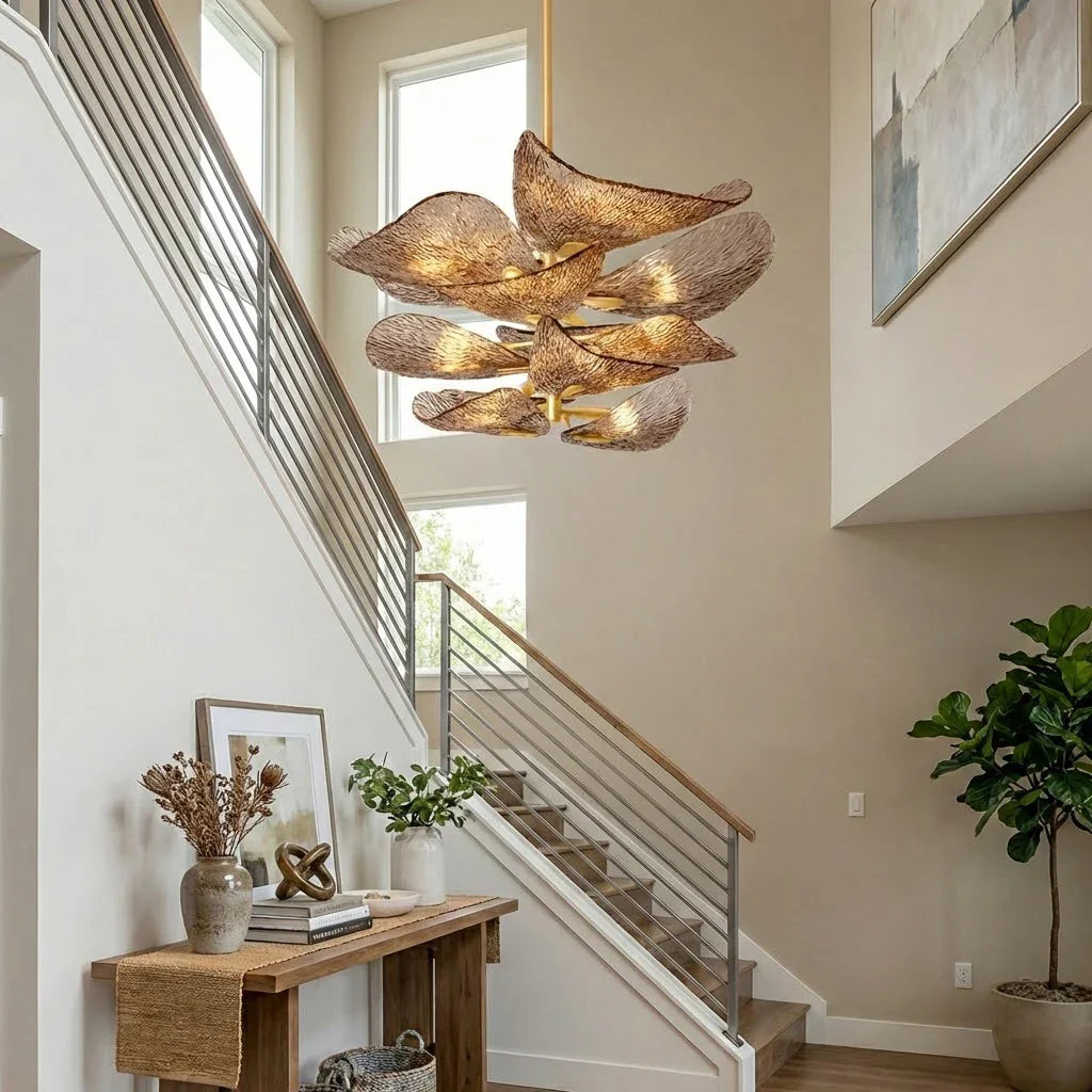 Textured Glass Leaf Chandelier | wildoxy