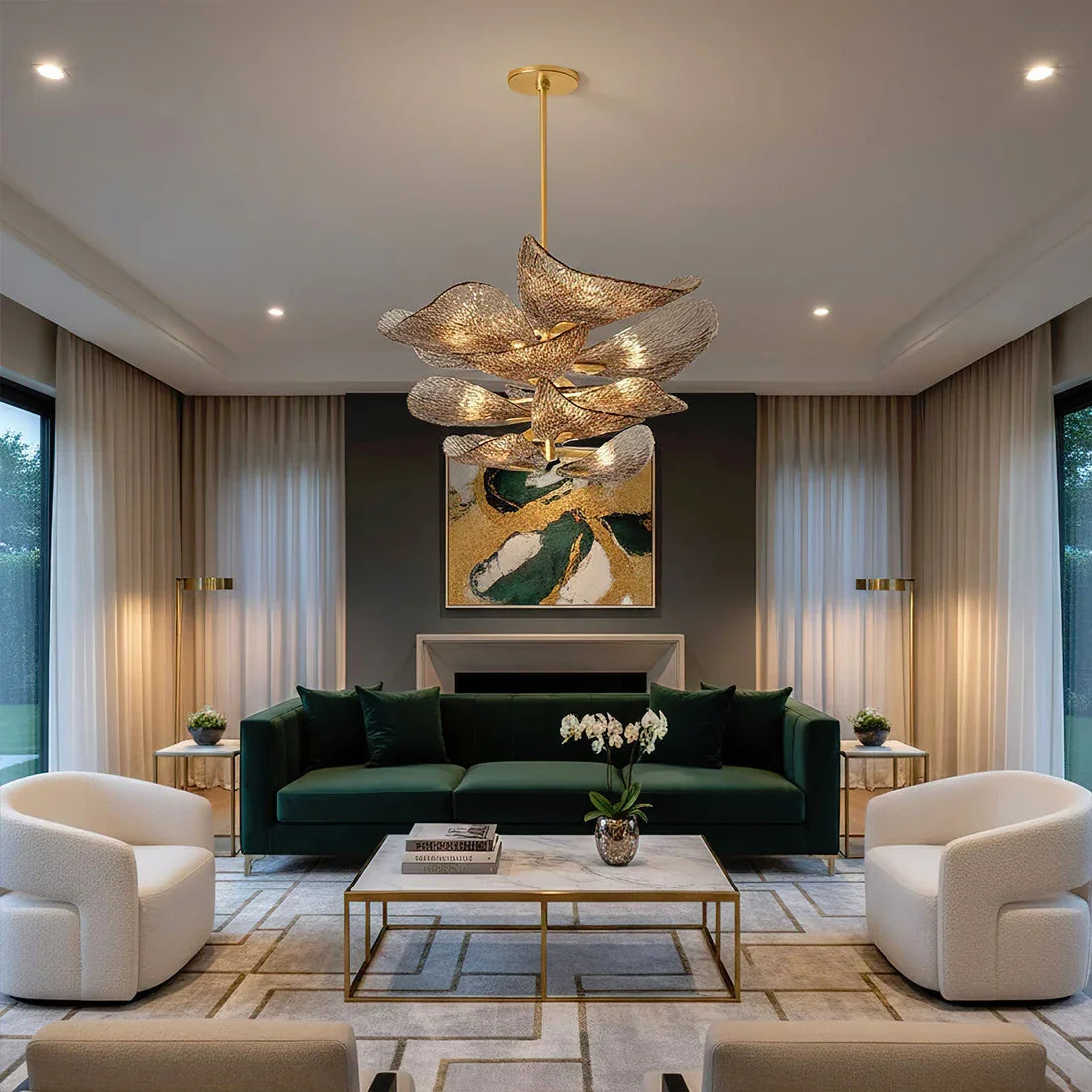 Textured Glass Leaf Chandelier | wildoxy