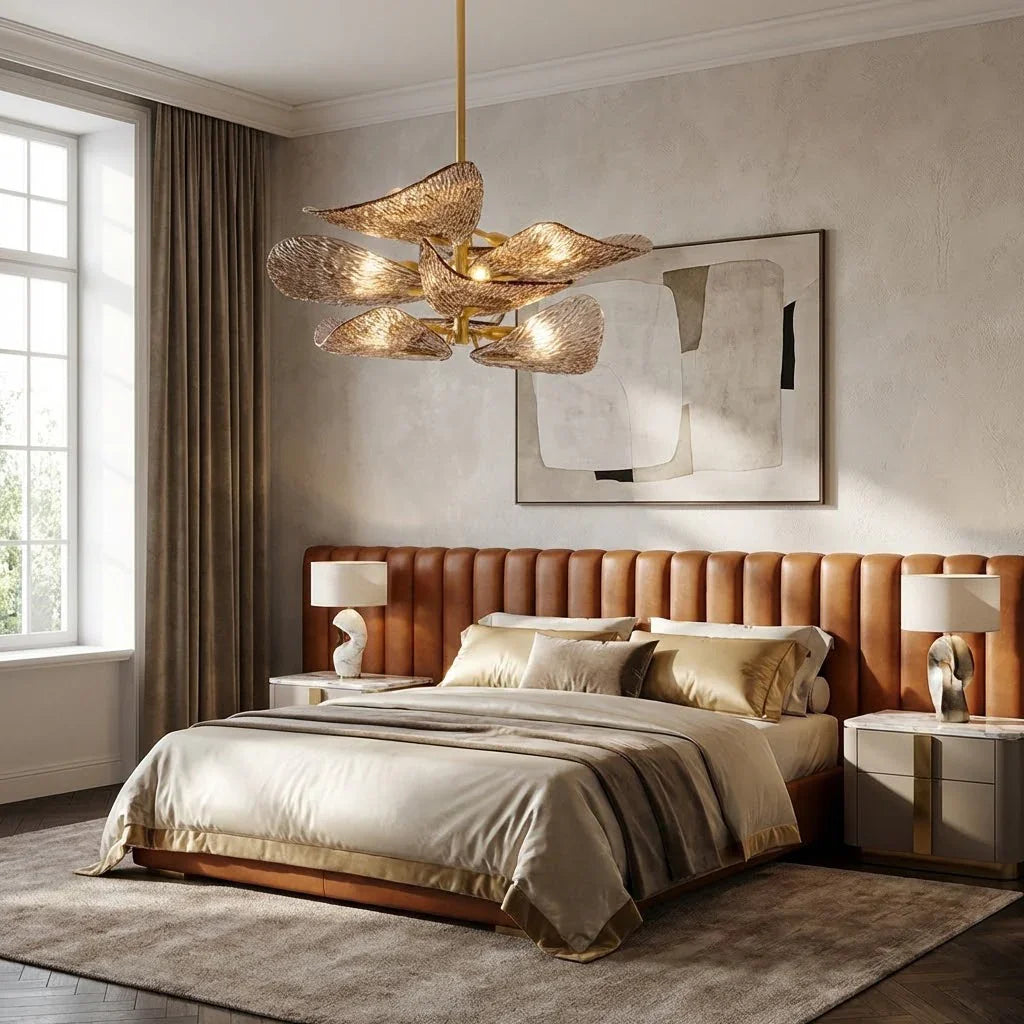 Textured Glass Leaf Chandelier | wildoxy