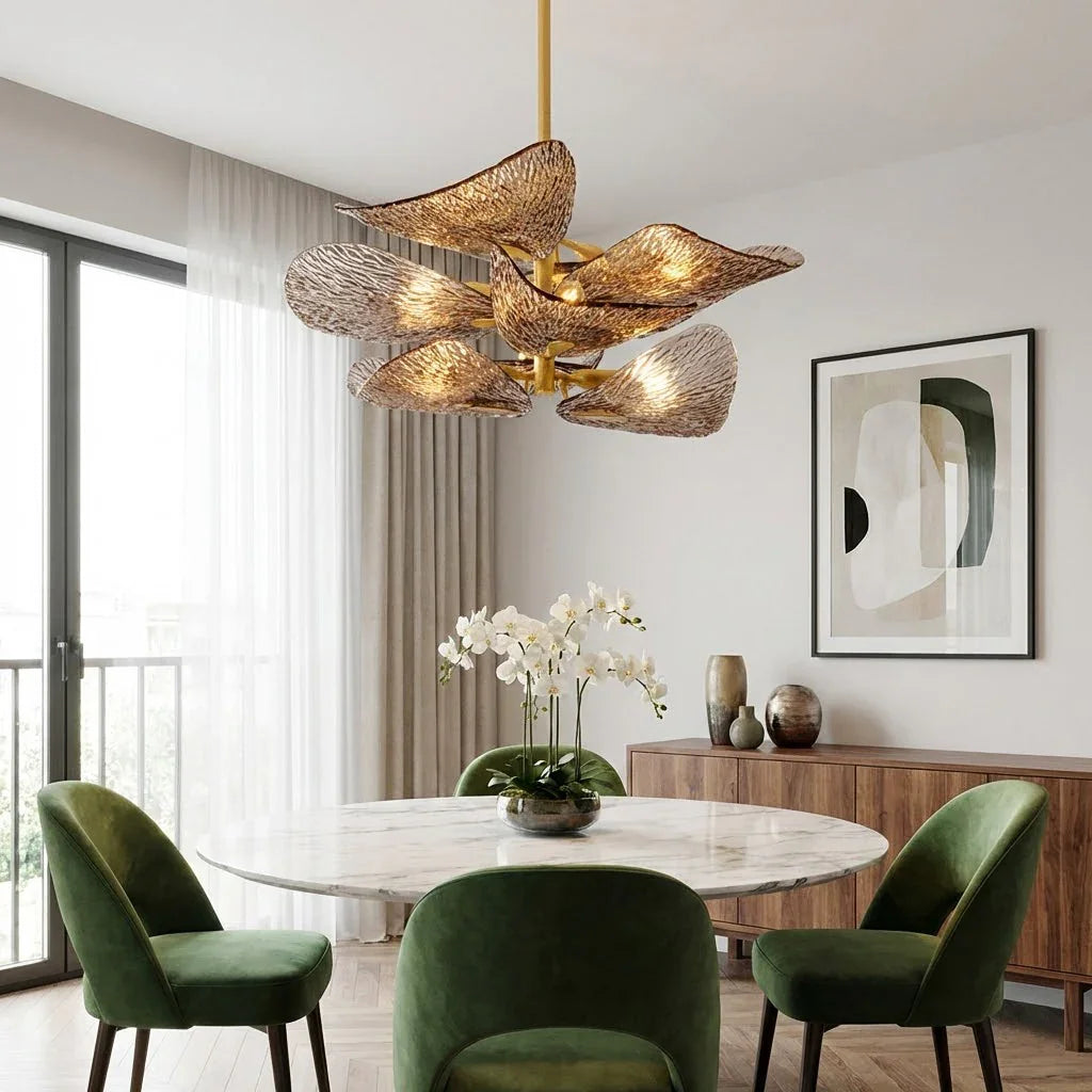 Textured Glass Leaf Chandelier | wildoxy