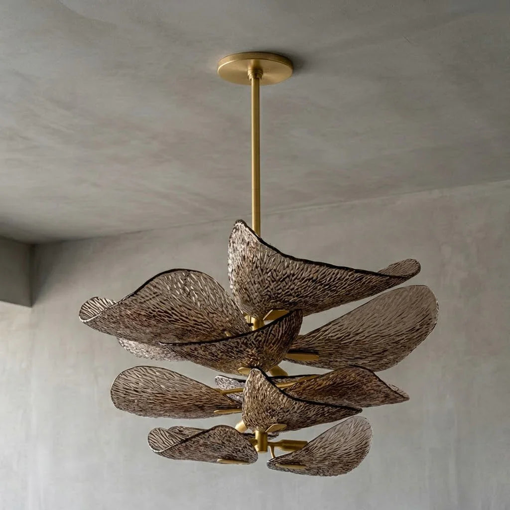 Textured Glass Leaf Chandelier | wildoxy