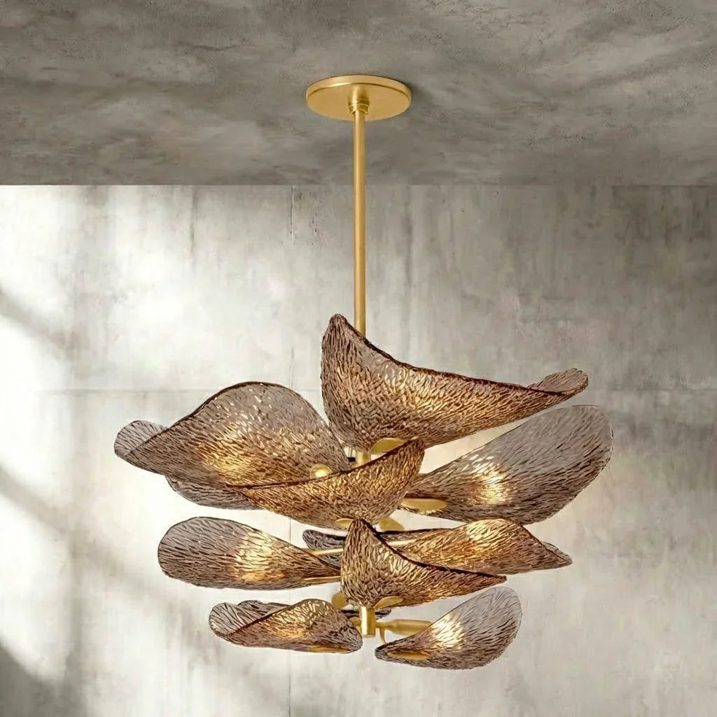 Textured Glass Leaf Chandelier | wildoxy