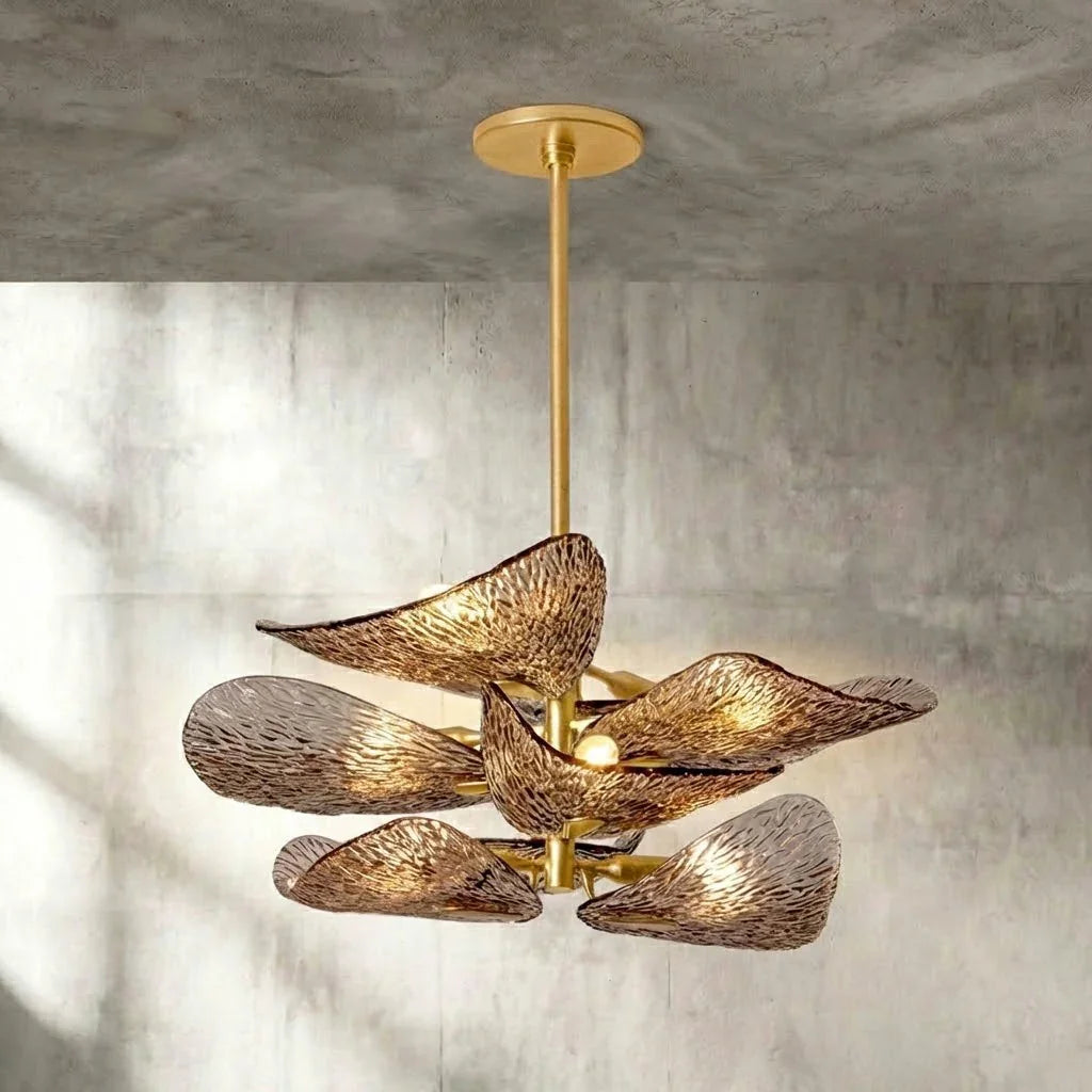 Textured Glass Leaf Chandelier | wildoxy