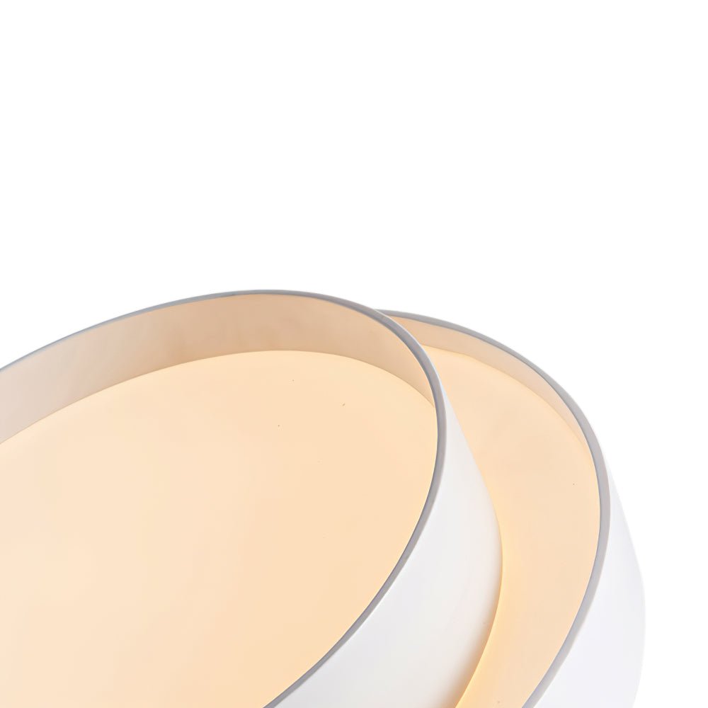 39cm Round LED Ceiling Lamp — Concentric Metal Rings, White Gray Black