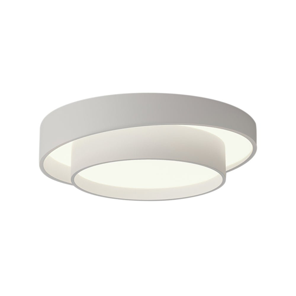39cm Round LED Ceiling Lamp — Concentric Metal Rings, White Gray Black