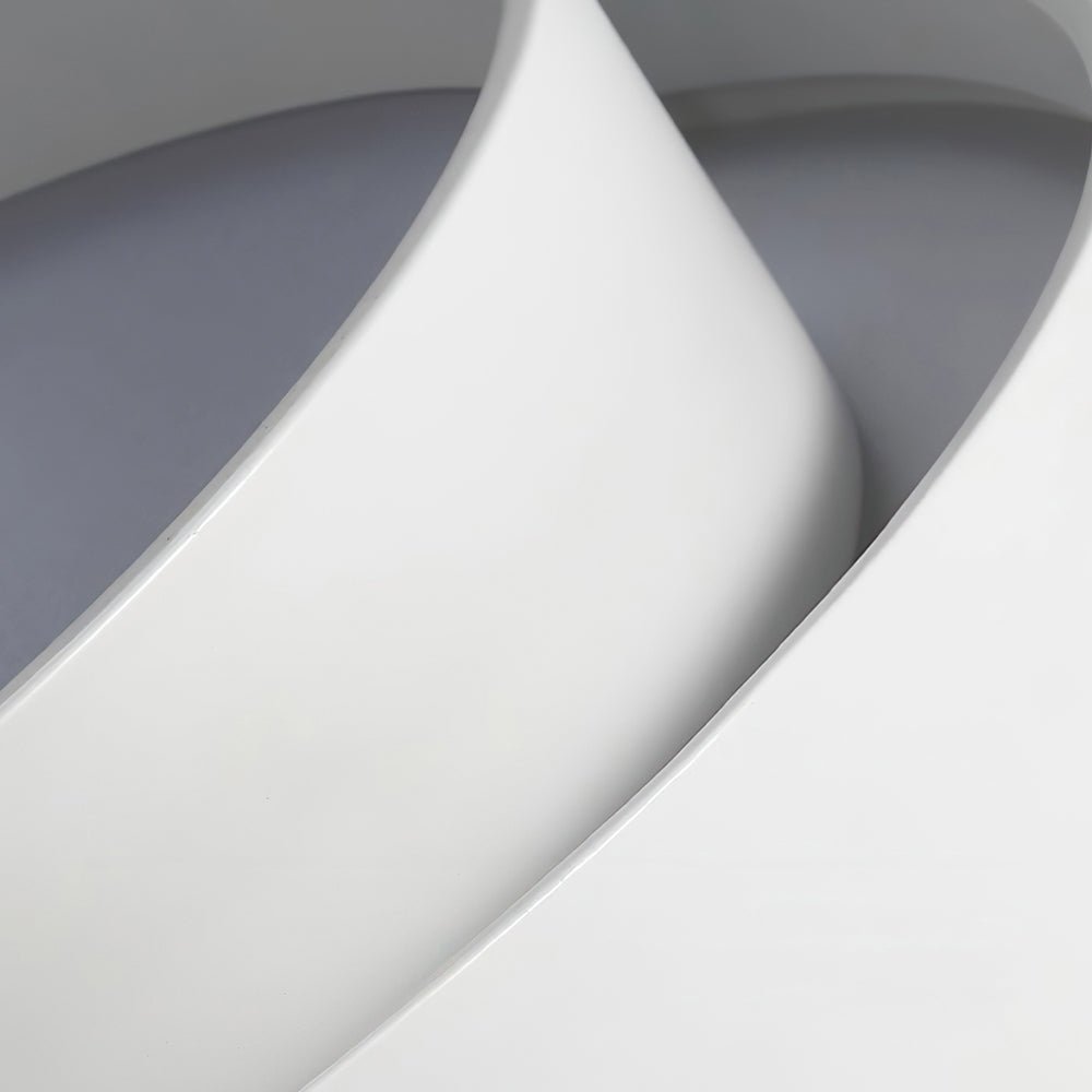 39cm Round LED Ceiling Lamp — Concentric Metal Rings, White Gray Black