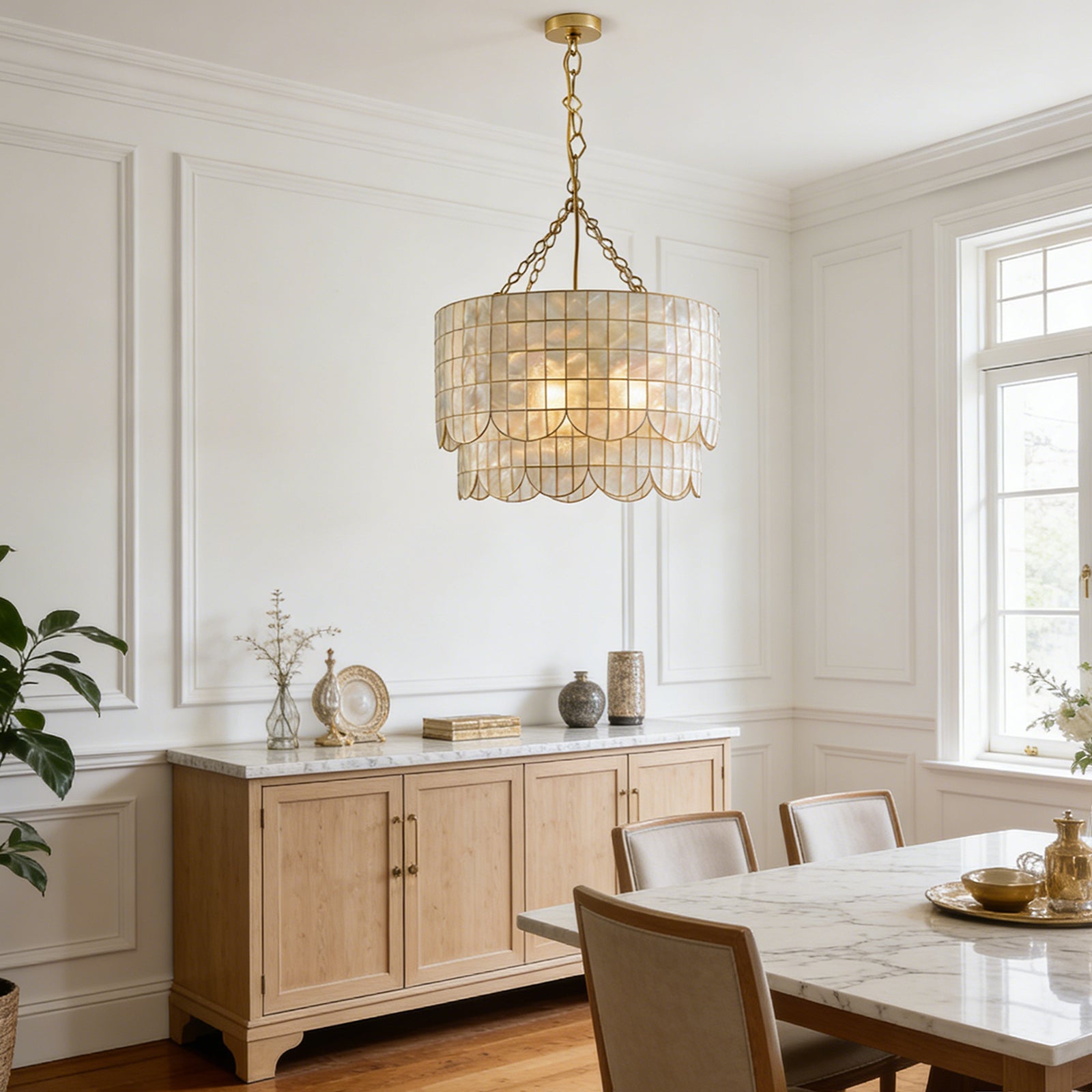 Tiered Capiz Wavecrest Chandelier | wildoxy