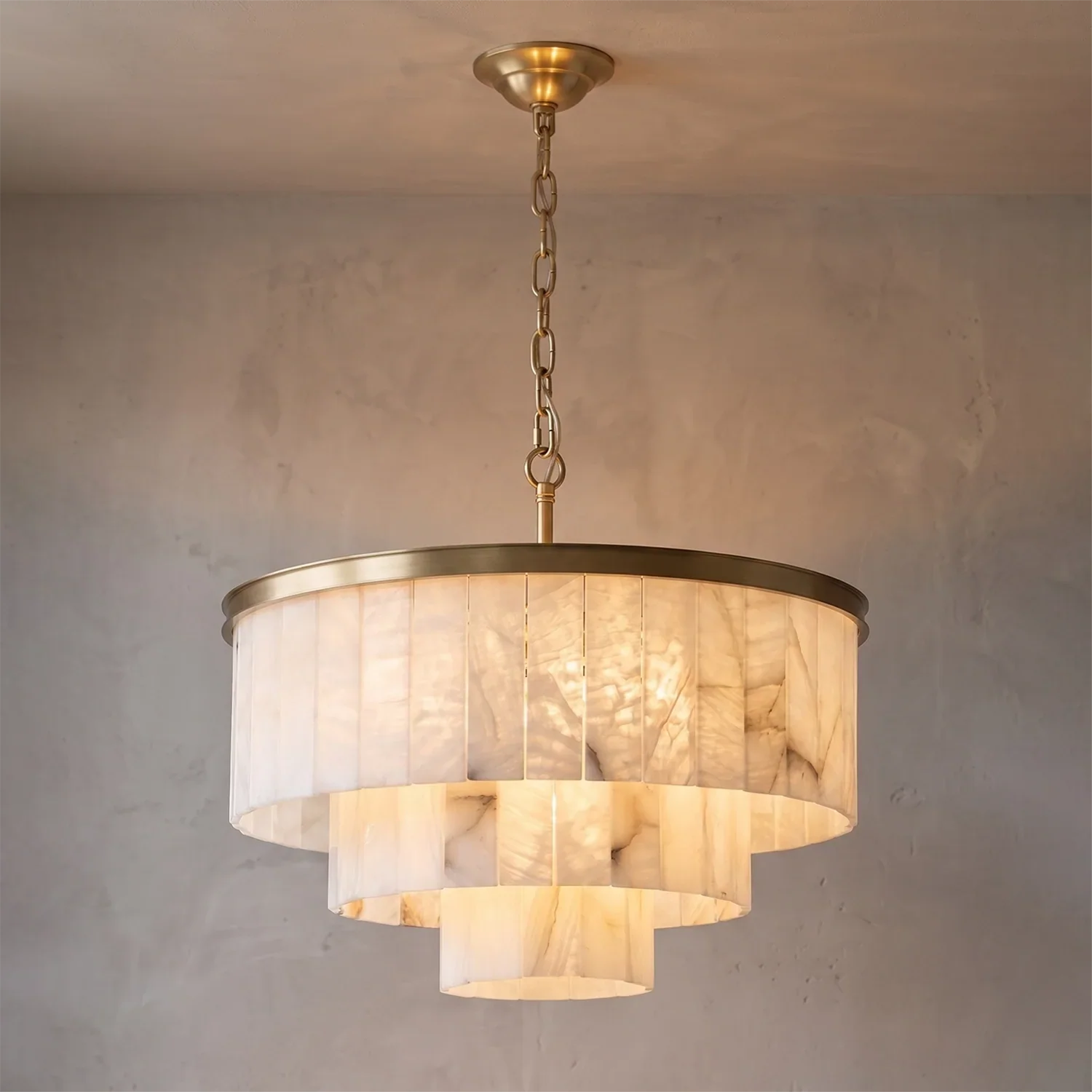 Tiered Natural Alabaster Chandelier | wildoxy