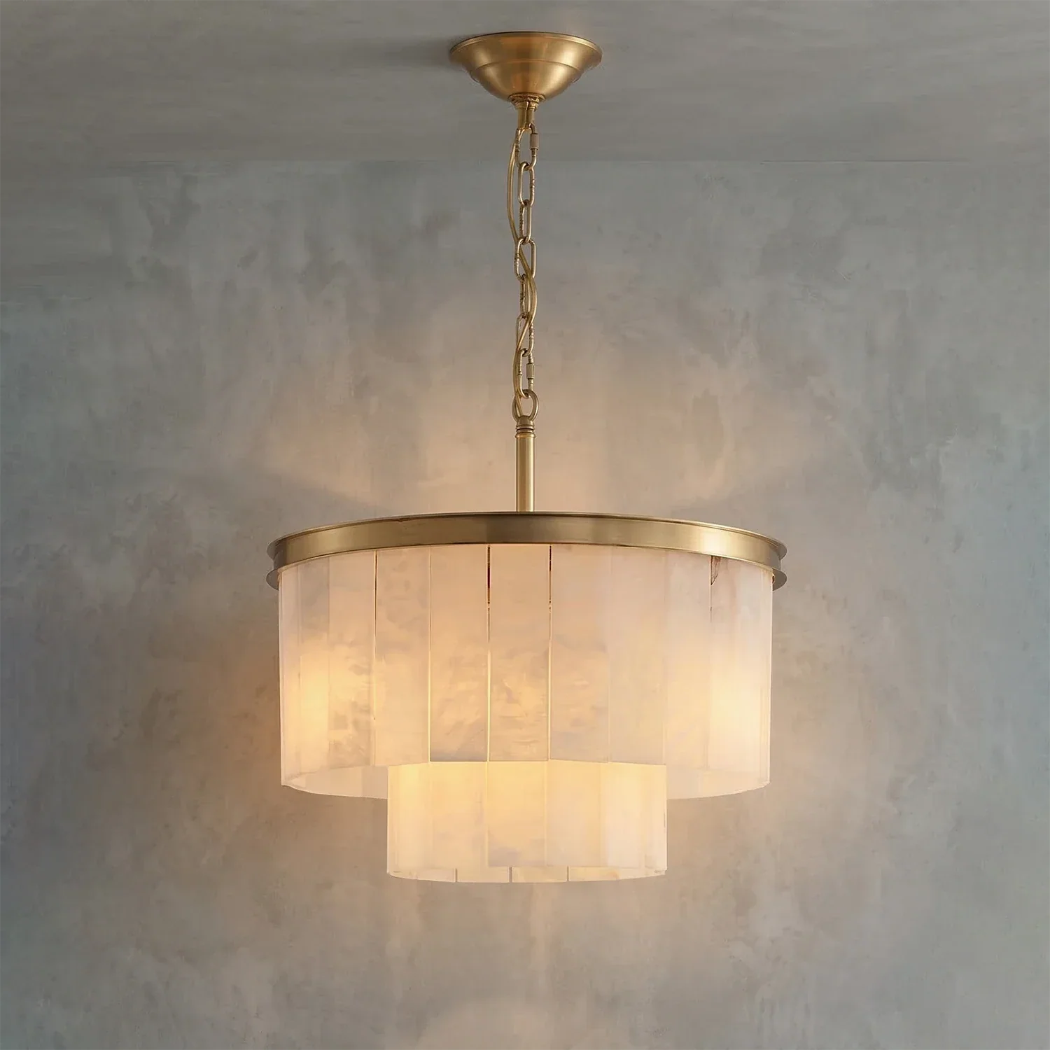 Tiered Natural Alabaster Chandelier | wildoxy