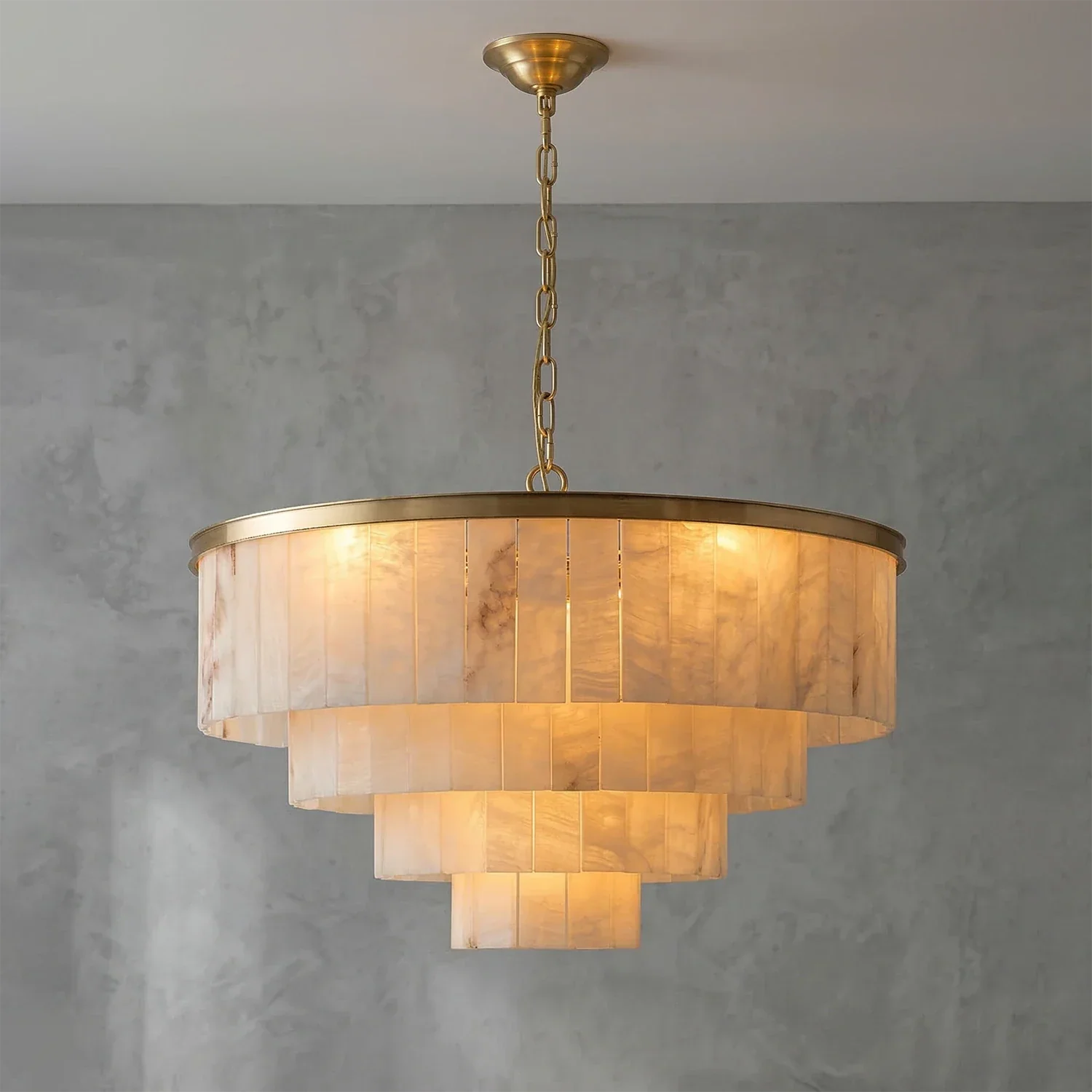 Tiered Natural Alabaster Chandelier | wildoxy