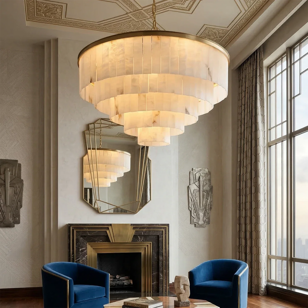 Tiered Natural Alabaster Chandelier | wildoxy