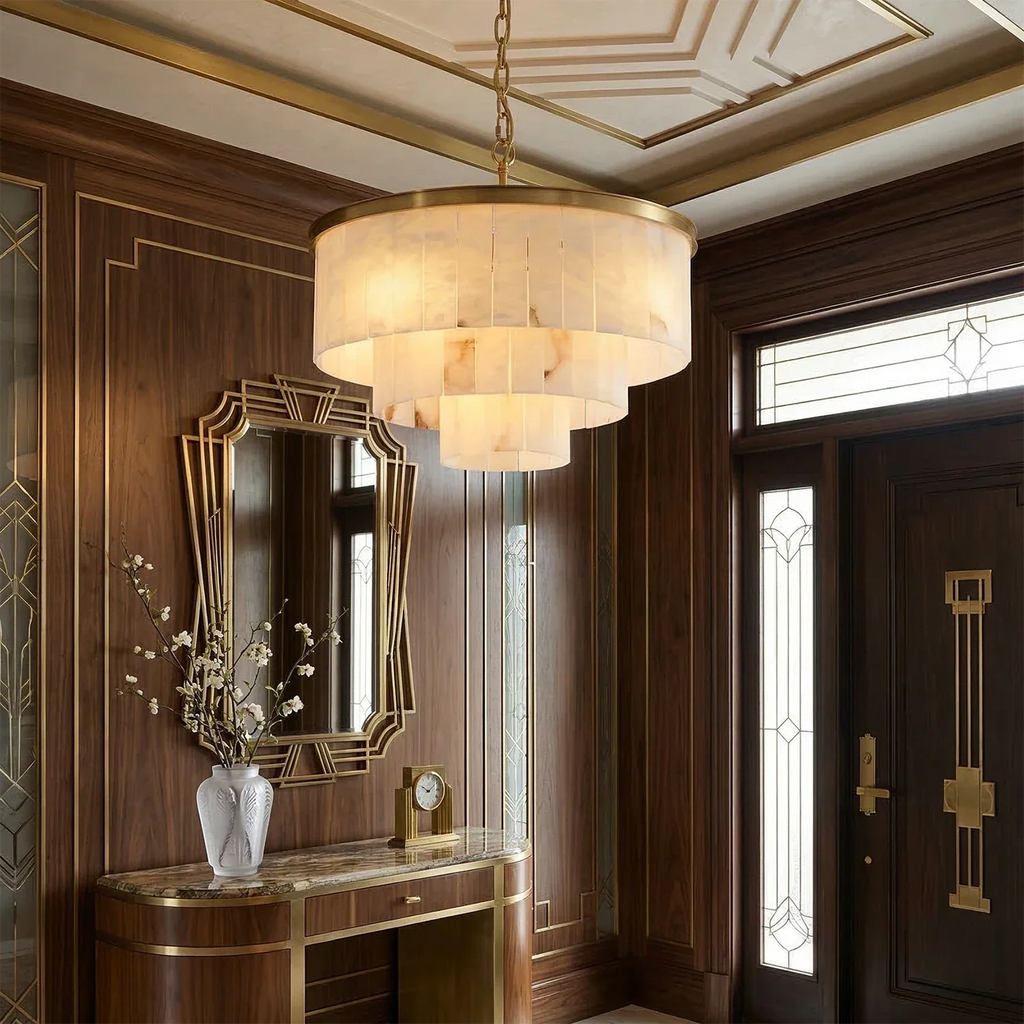 Tiered Natural Alabaster Chandelier | wildoxy