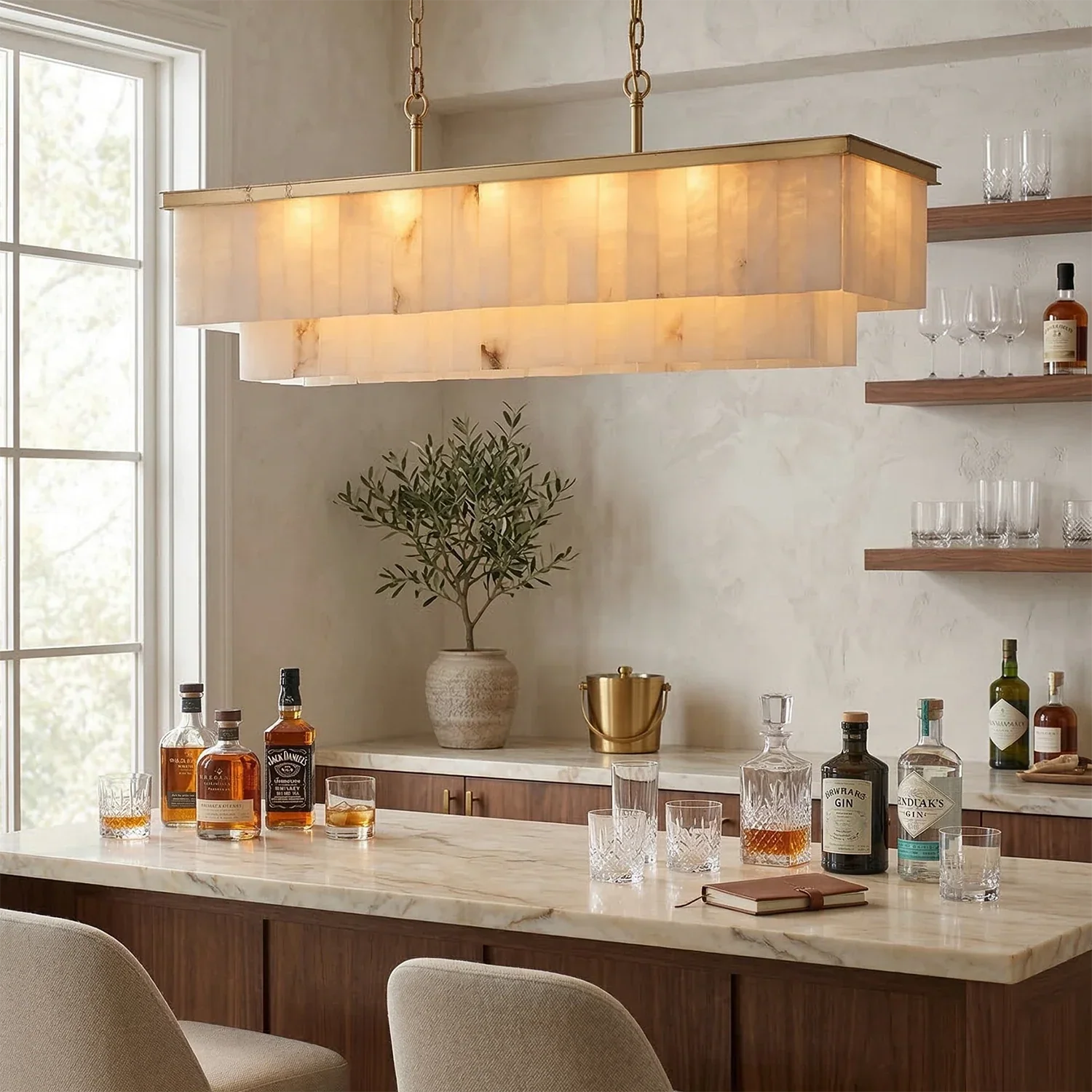 Tiered Natural Alabaster Chandelier | wildoxy