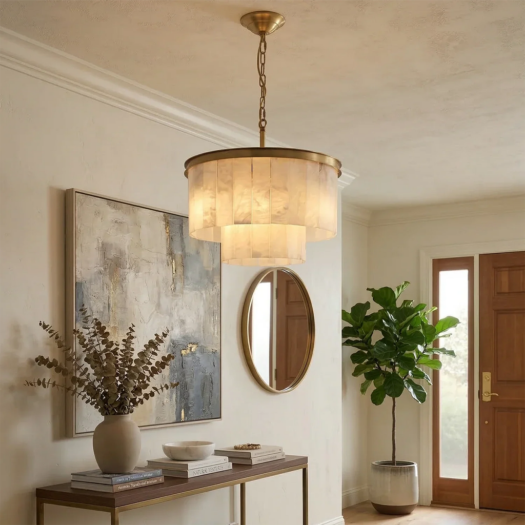 Tiered Natural Alabaster Chandelier | wildoxy