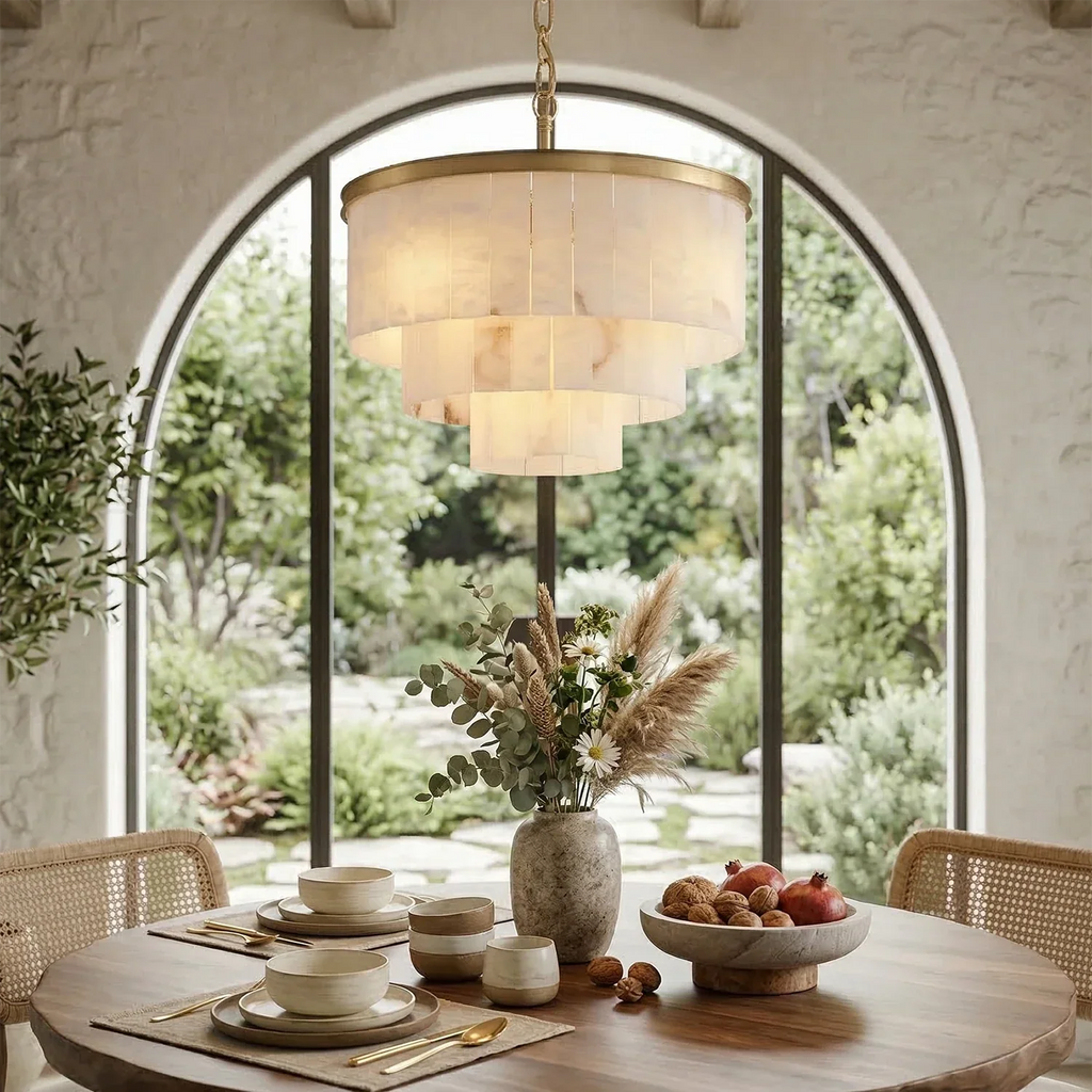 Tiered Natural Alabaster Chandelier | wildoxy