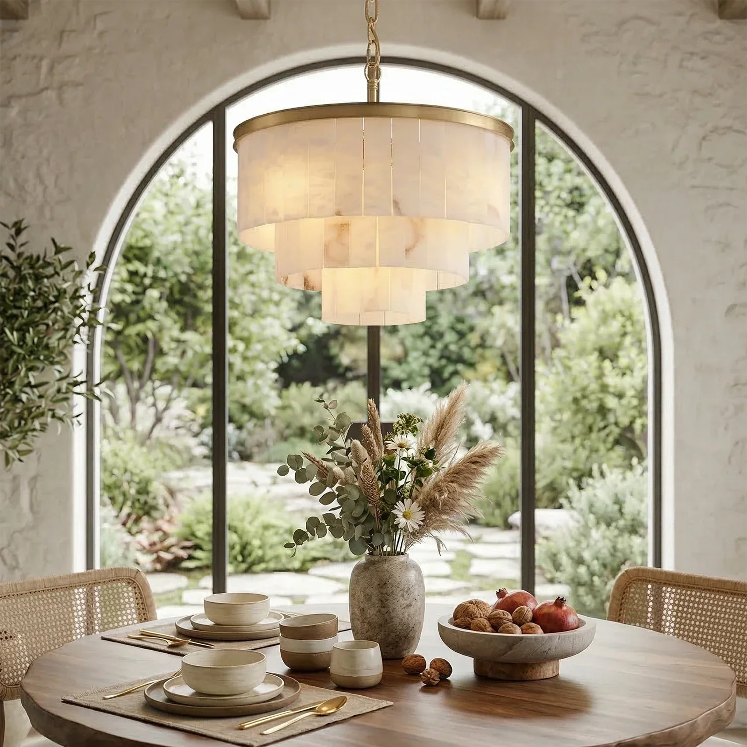 Tiered Natural Alabaster Chandelier | wildoxy