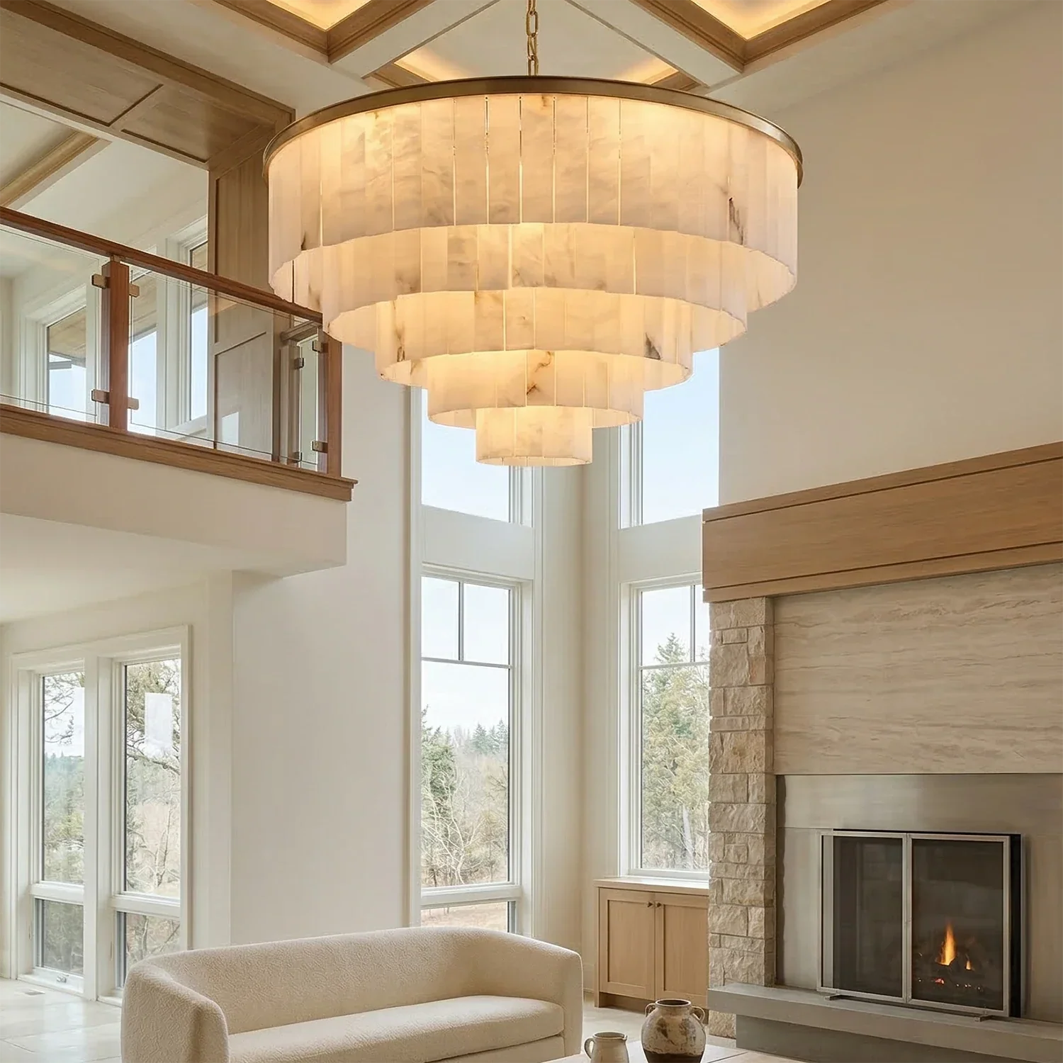 Tiered Natural Alabaster Chandelier | wildoxy