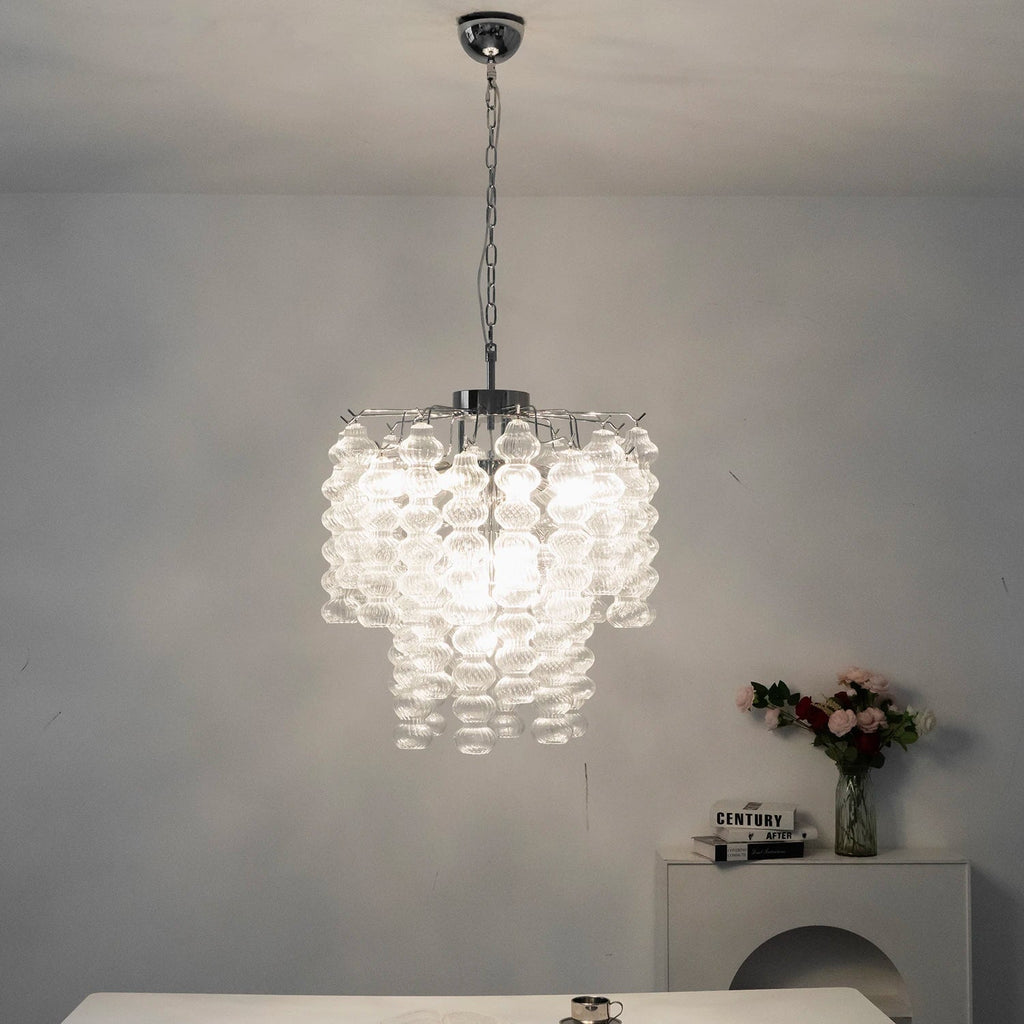 Tiered Ribbed Glass Links Pendant Light | wildoxy