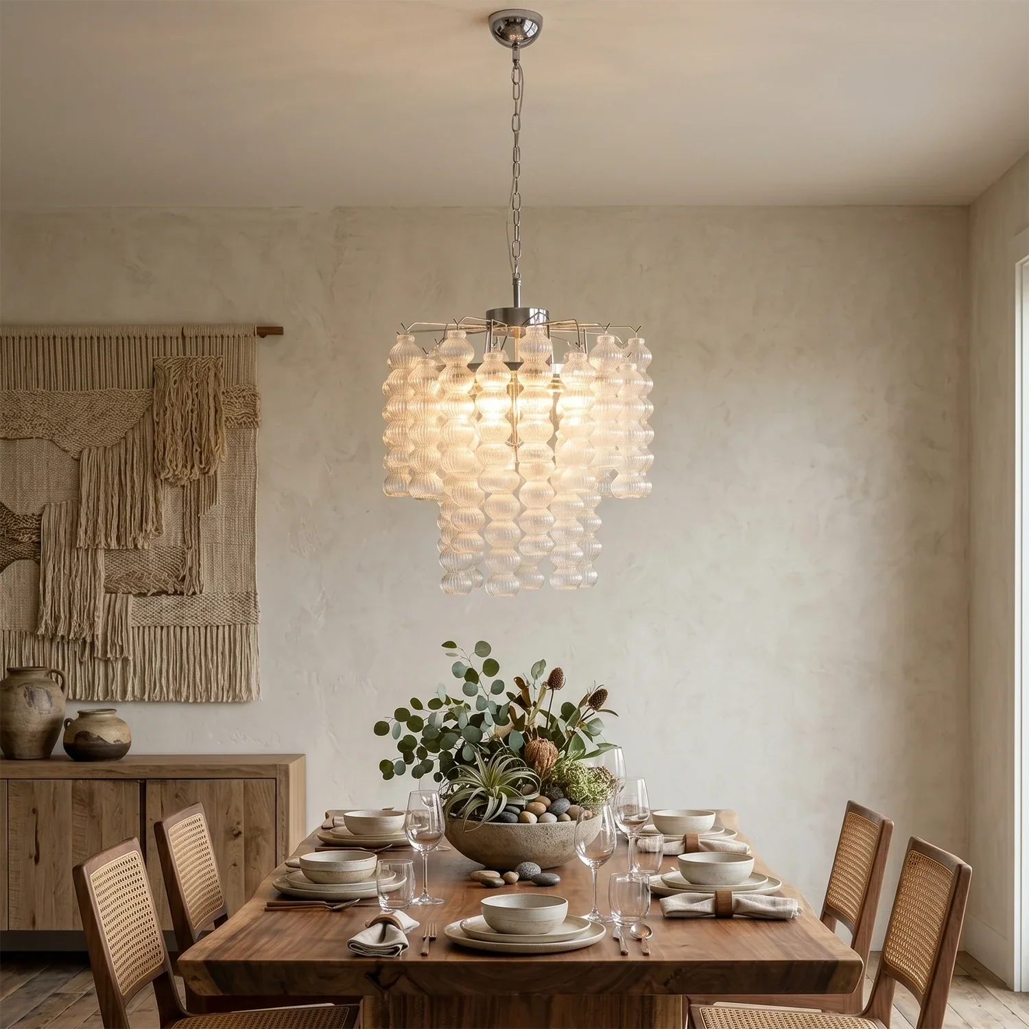 Tiered Ribbed Glass Links Pendant Light | wildoxy