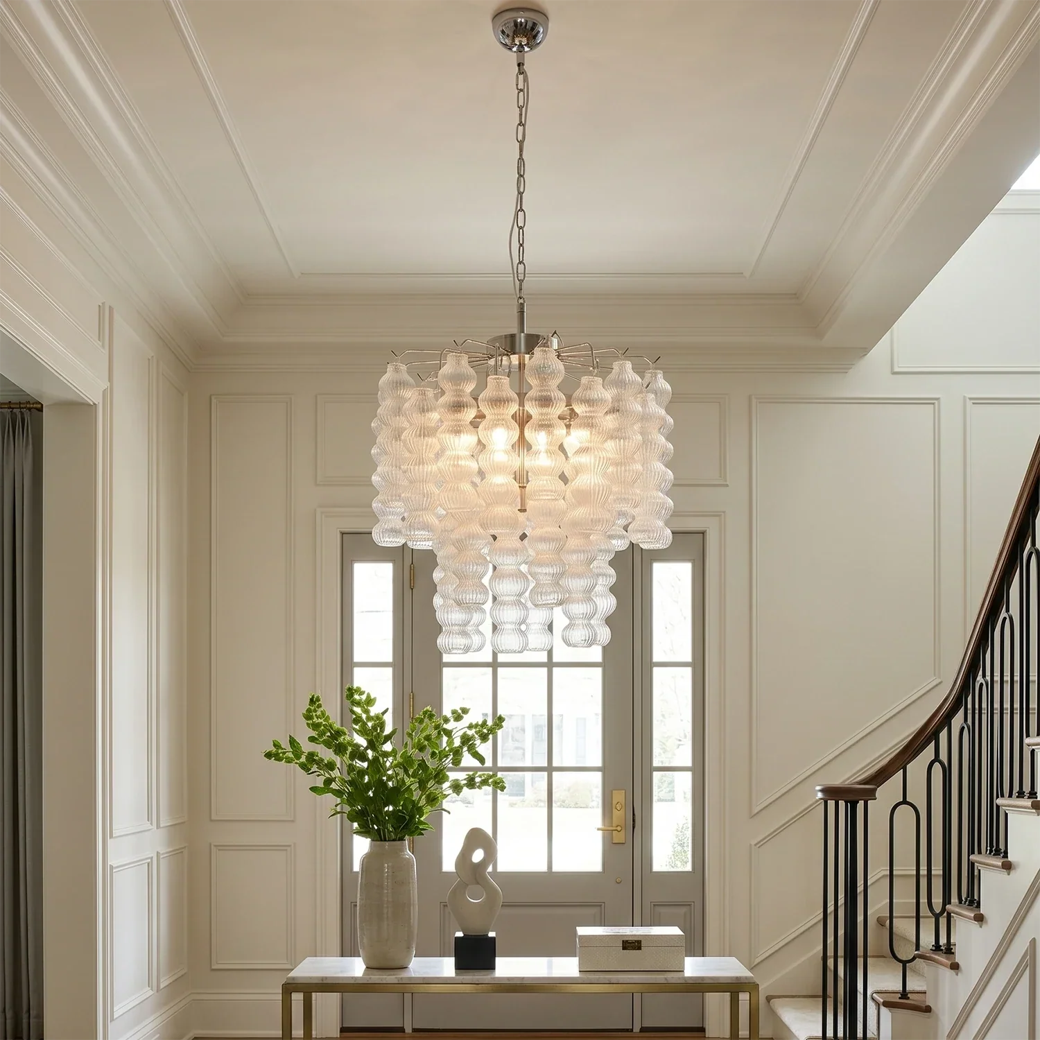 Tiered Ribbed Glass Links Pendant Light | wildoxy