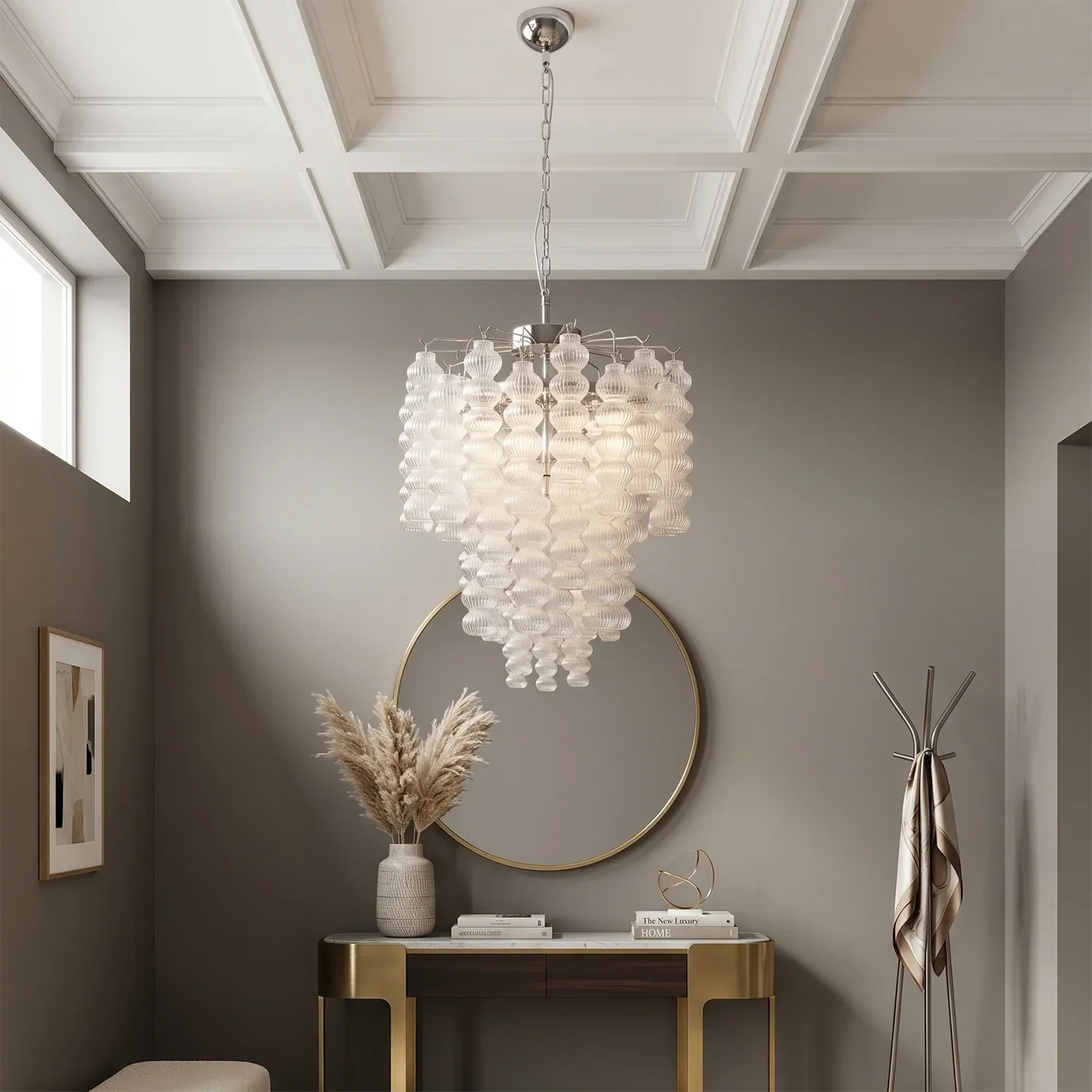 Tiered Ribbed Glass Links Pendant Light | wildoxy
