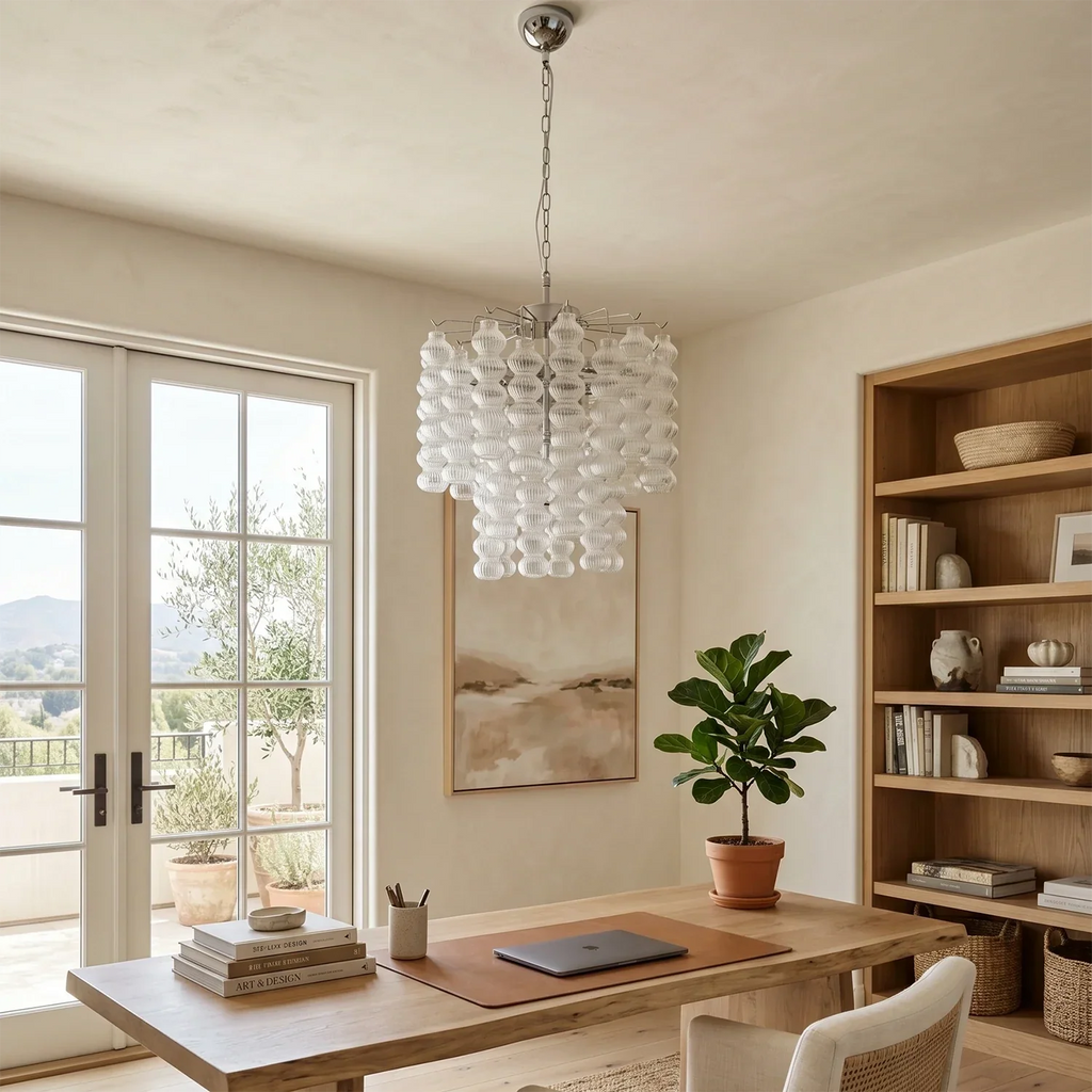 Tiered Ribbed Glass Links Pendant Light | wildoxy