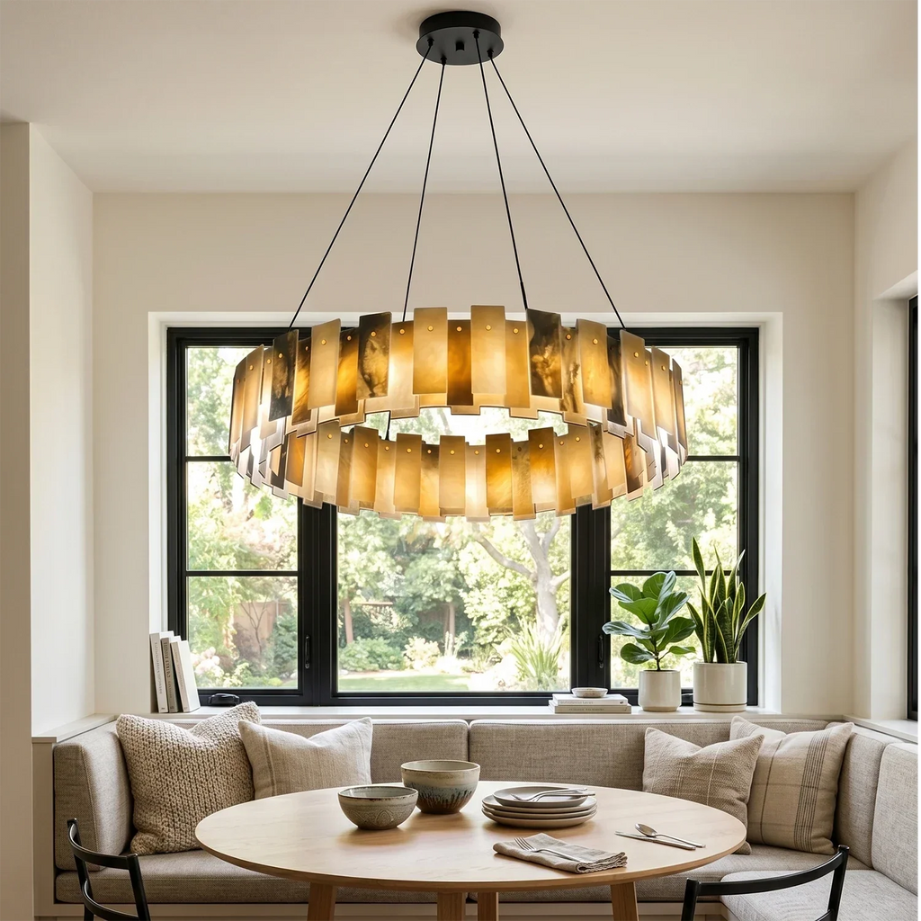 Tobacco-Hued Alabaster Chandelier | wildoxy