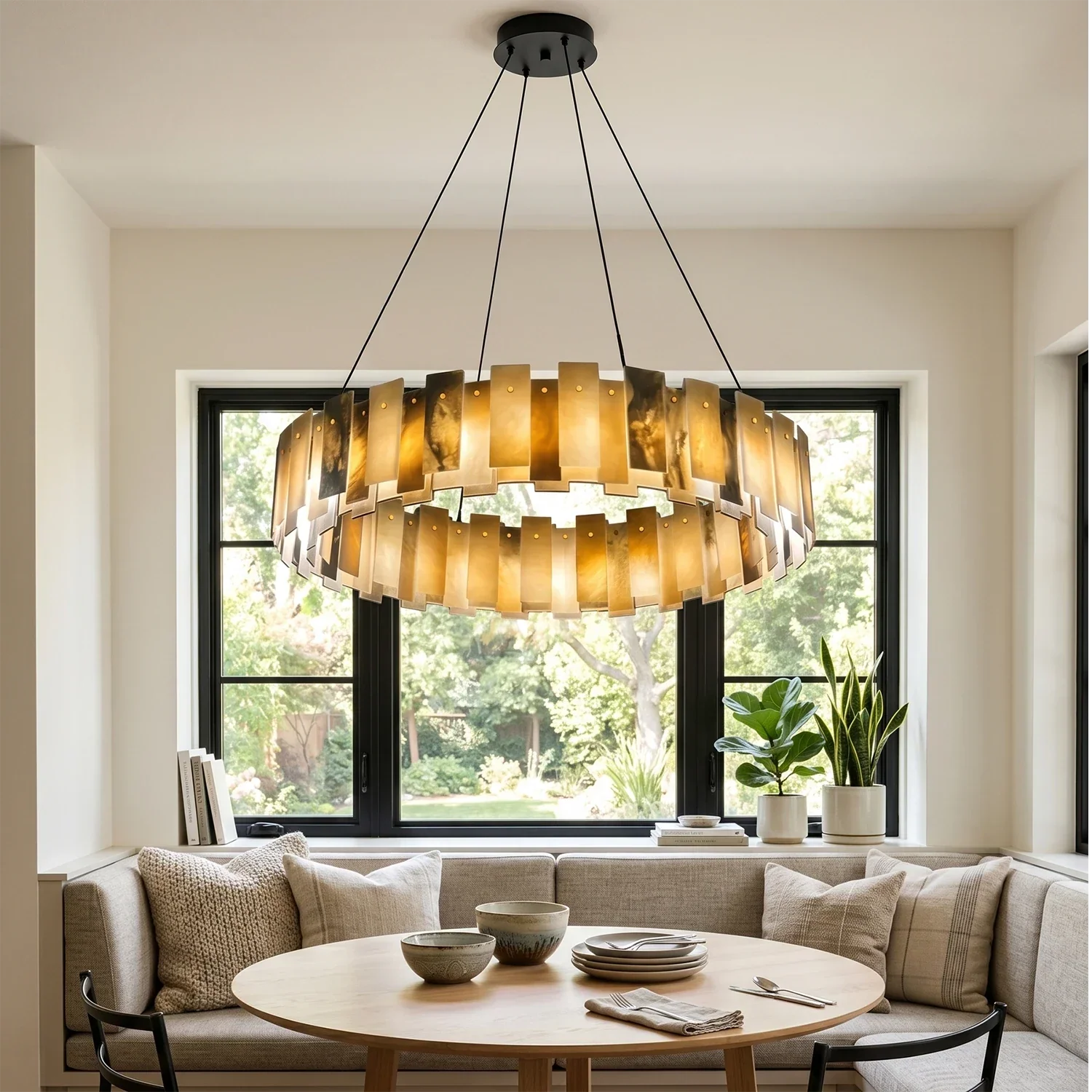 Tobacco-Hued Alabaster Chandelier | wildoxy