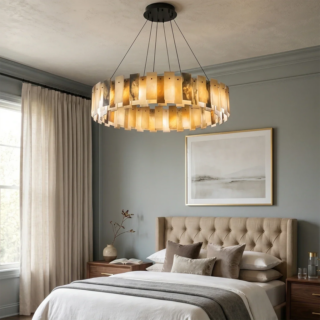 Tobacco-Hued Alabaster Chandelier | wildoxy