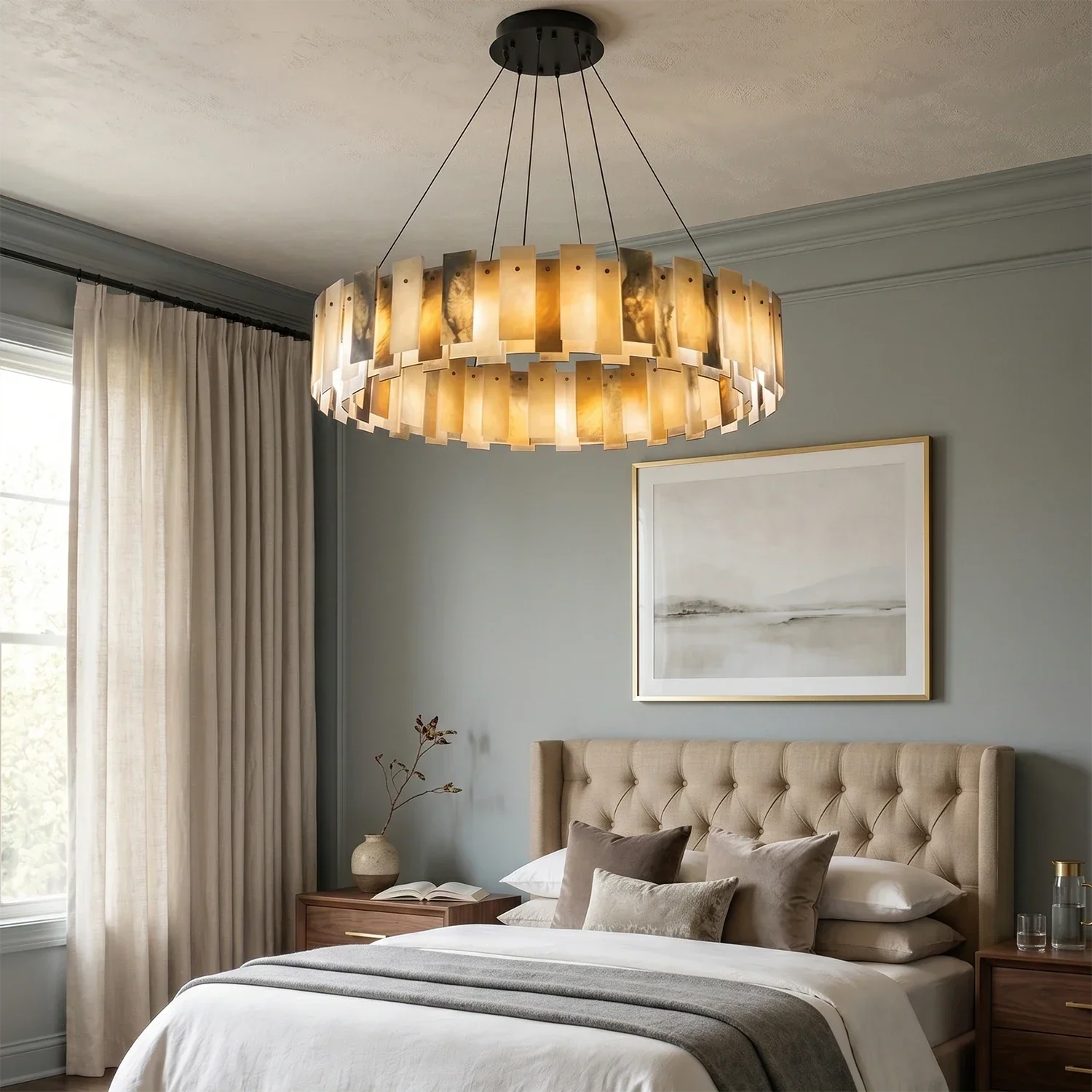 Tobacco-Hued Alabaster Chandelier | wildoxy