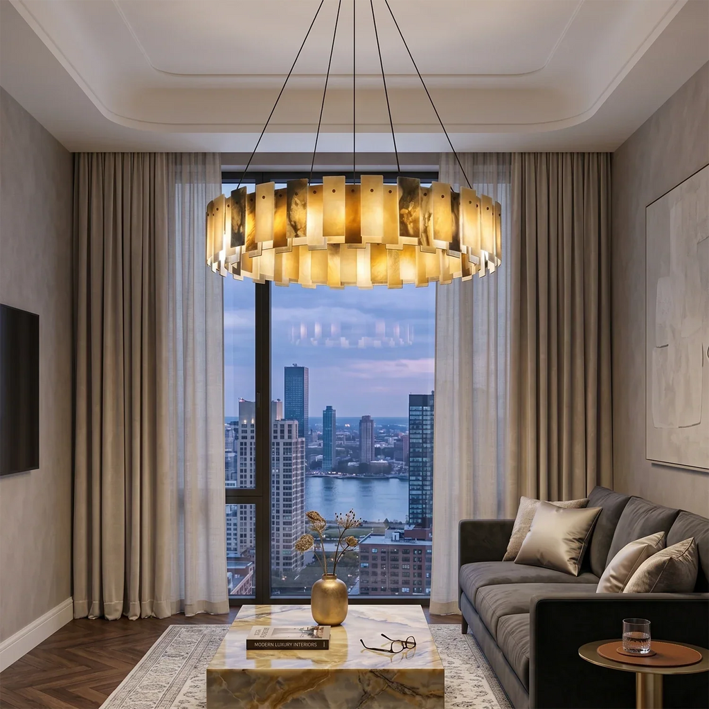 Tobacco-Hued Alabaster Chandelier | wildoxy